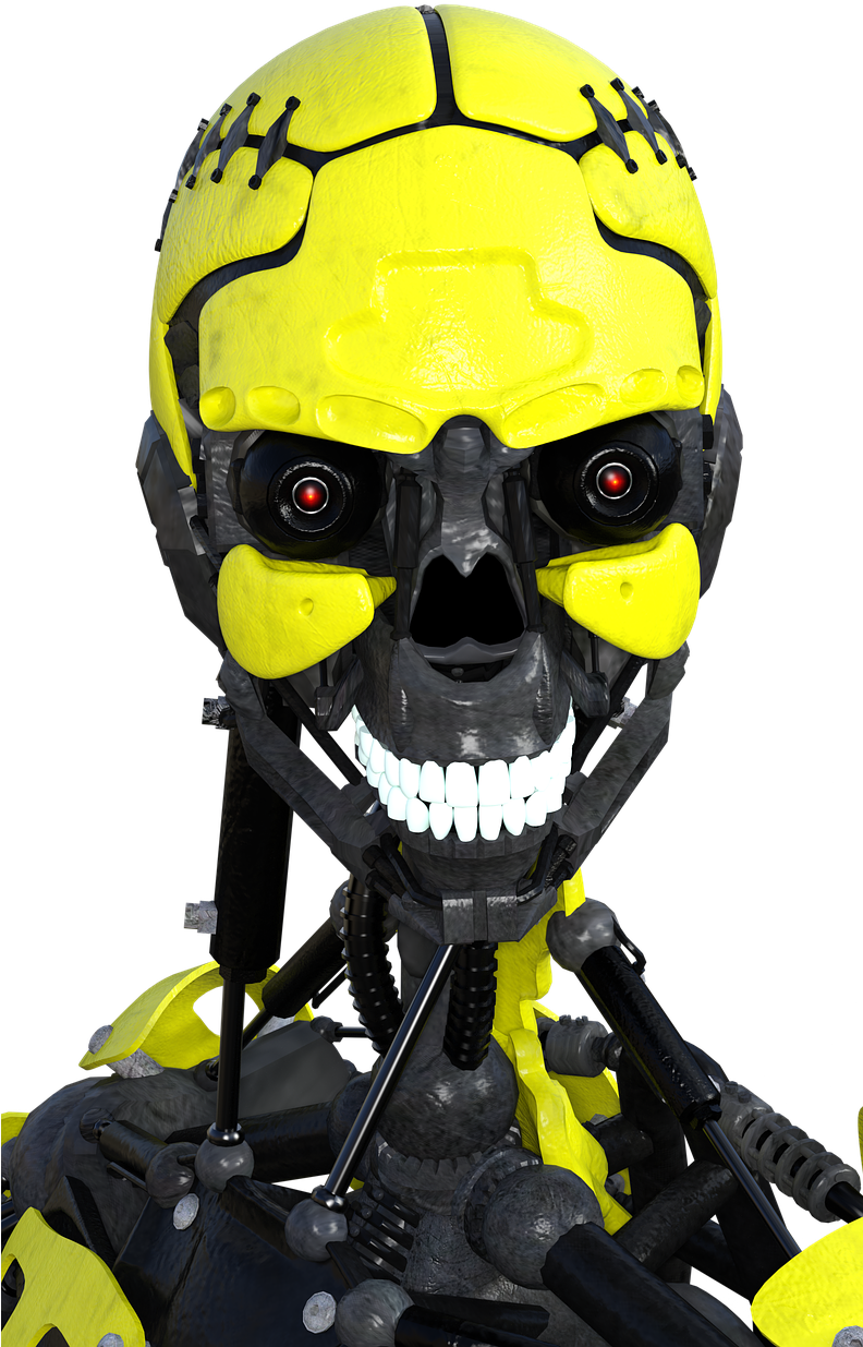 Geel Swart Cyborg Kop Muurpapier