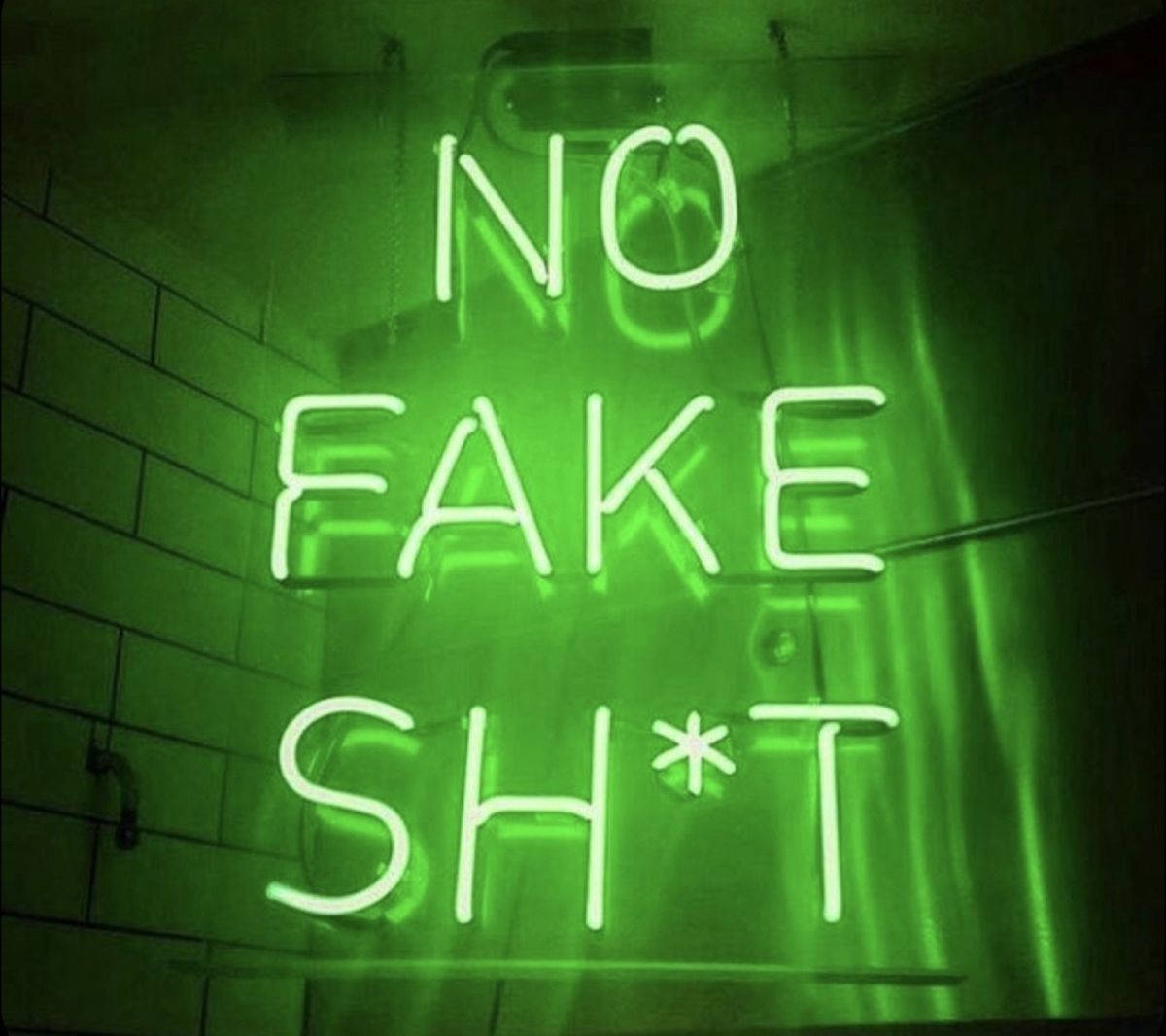 Geen Valsgoed Neon Groen Estetika Muurpapier