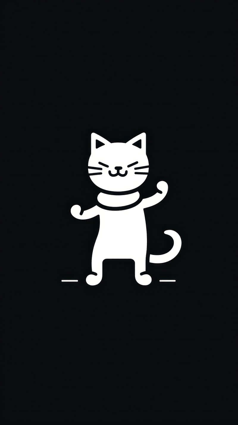 Gelukkige Dansende Kat Illustrasie Muurpapier