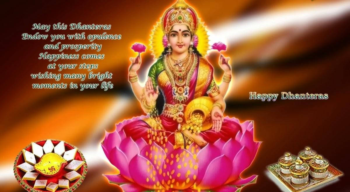Gelukkige Dhanteras Groet Laksjmi Muurpapier