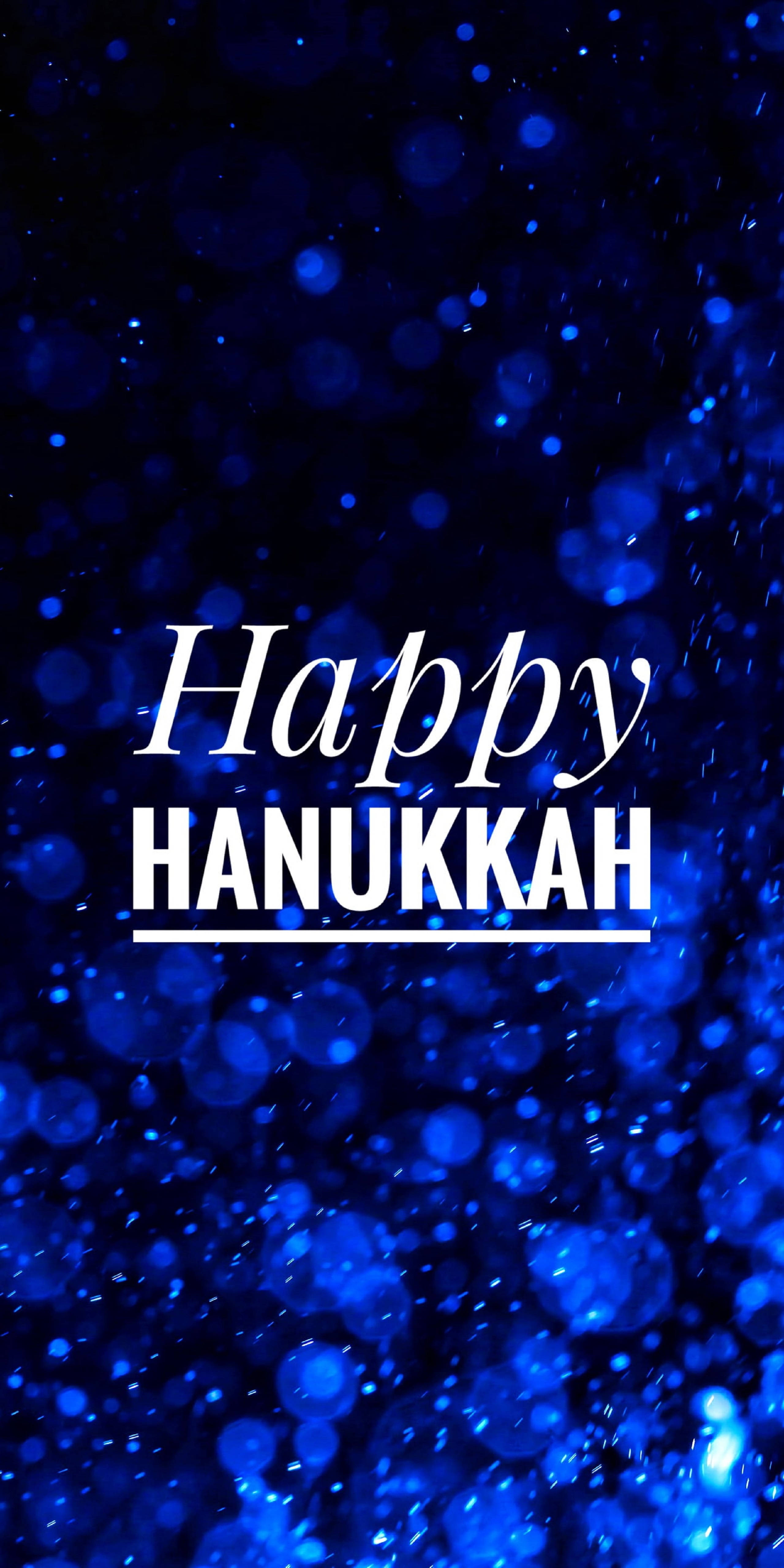 Gelukkige Hanukkah Blou Estetiek Muurpapier