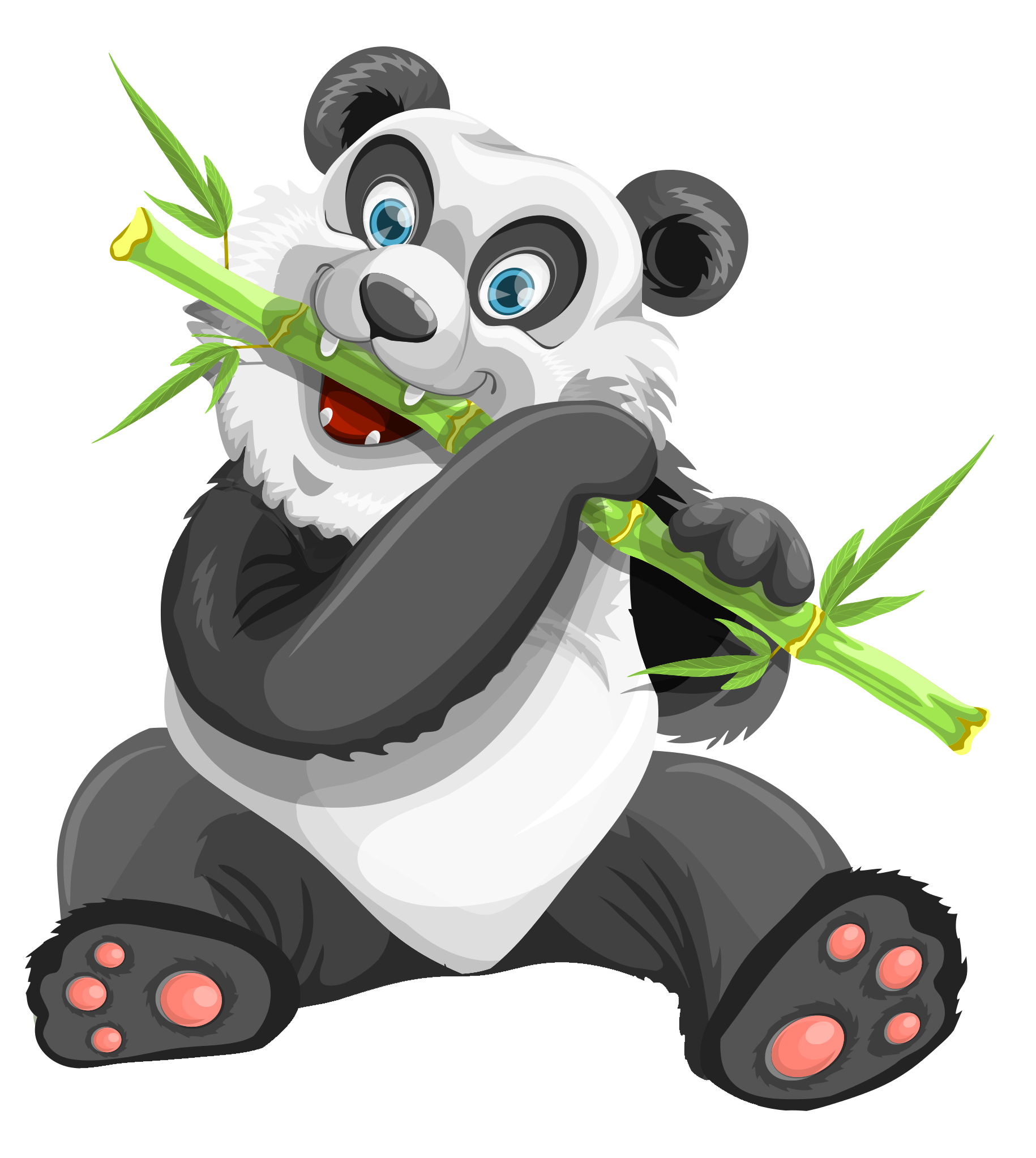 Gelukkige Panda wat Bamboes Eet Muurpapier