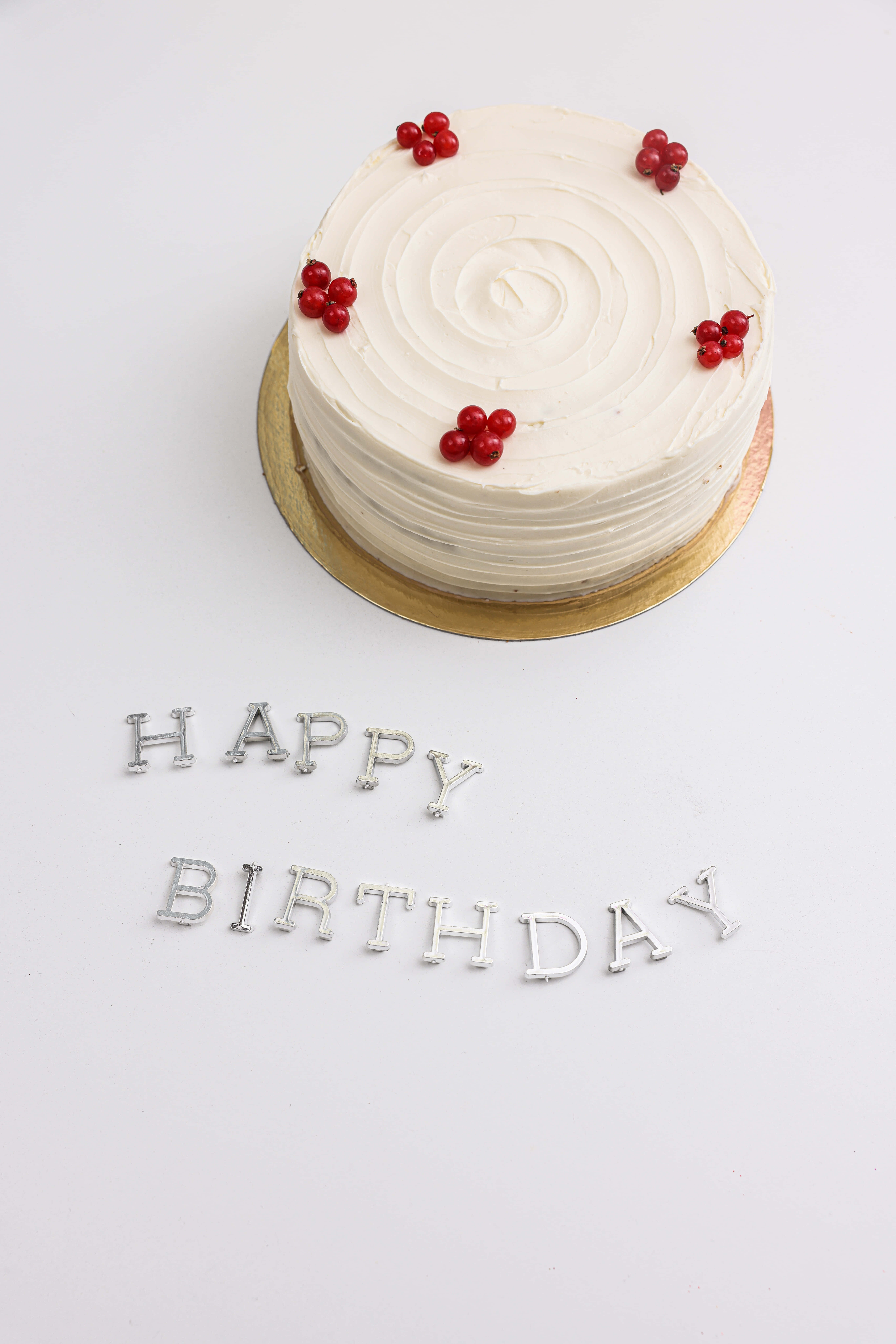 Gelukkige Verjaardag Kersiekoek Prent Muurpapier