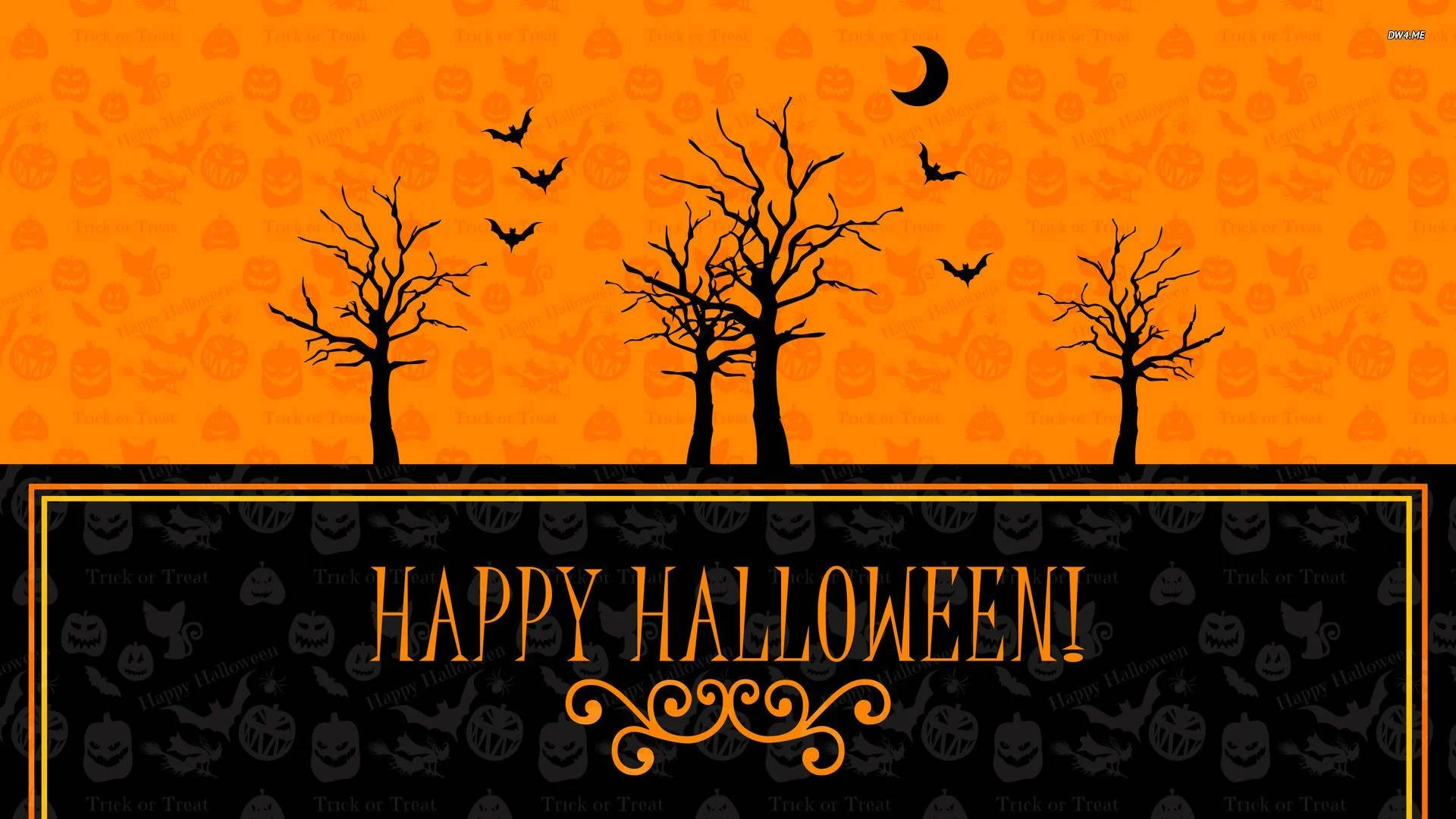 Gelukkige Vintage Halloween-plakkaat Muurpapier