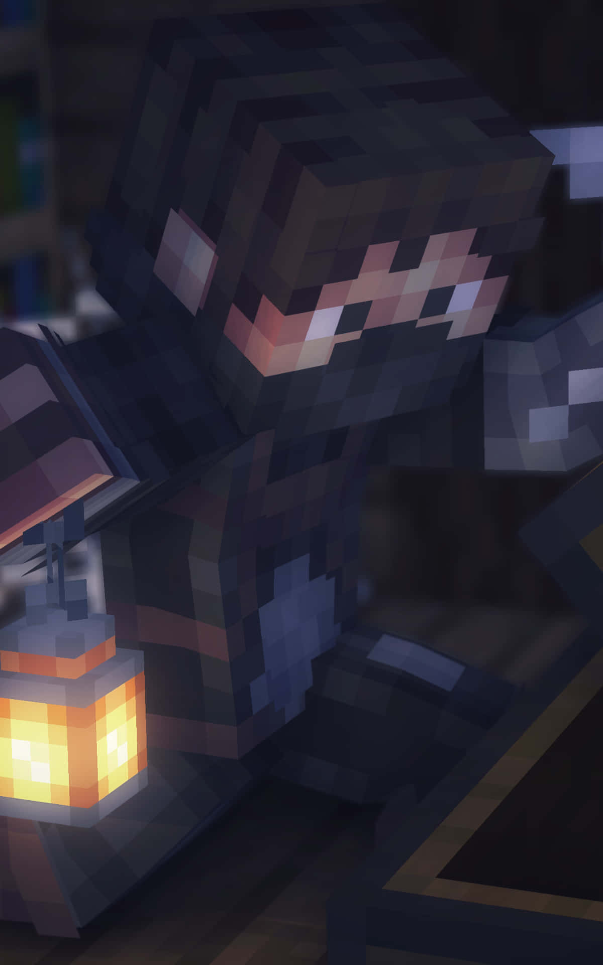 Gemaskerde Speler Pixel 3 Minecraft Agtergrond Muurpapier