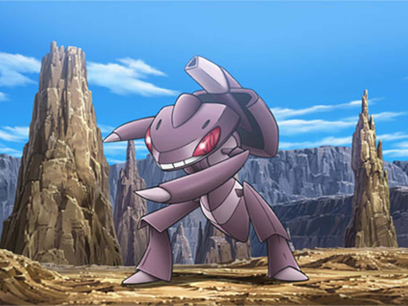 Genesect Pokemon op Rof Landskap Muurpapier