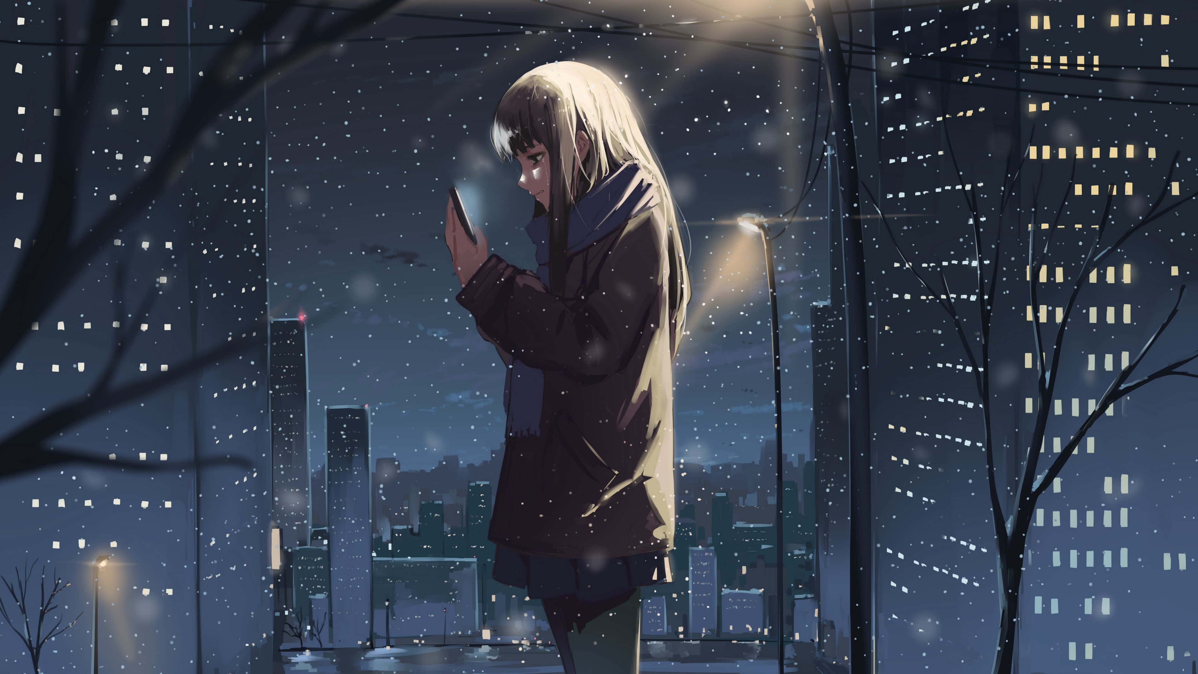 Geniet die lewendige kleure van die anime-tema landskap Muurpapier