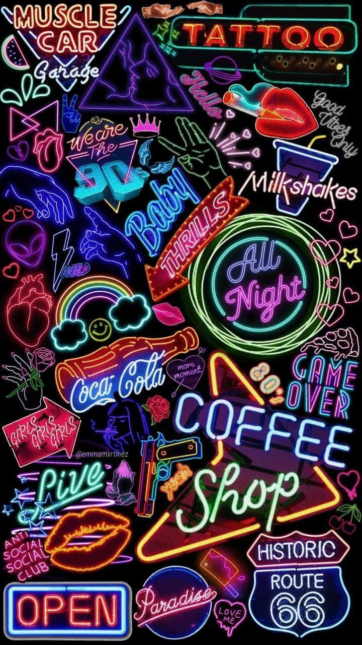 Geniet die magiese neonligte van die nag. Muurpapier