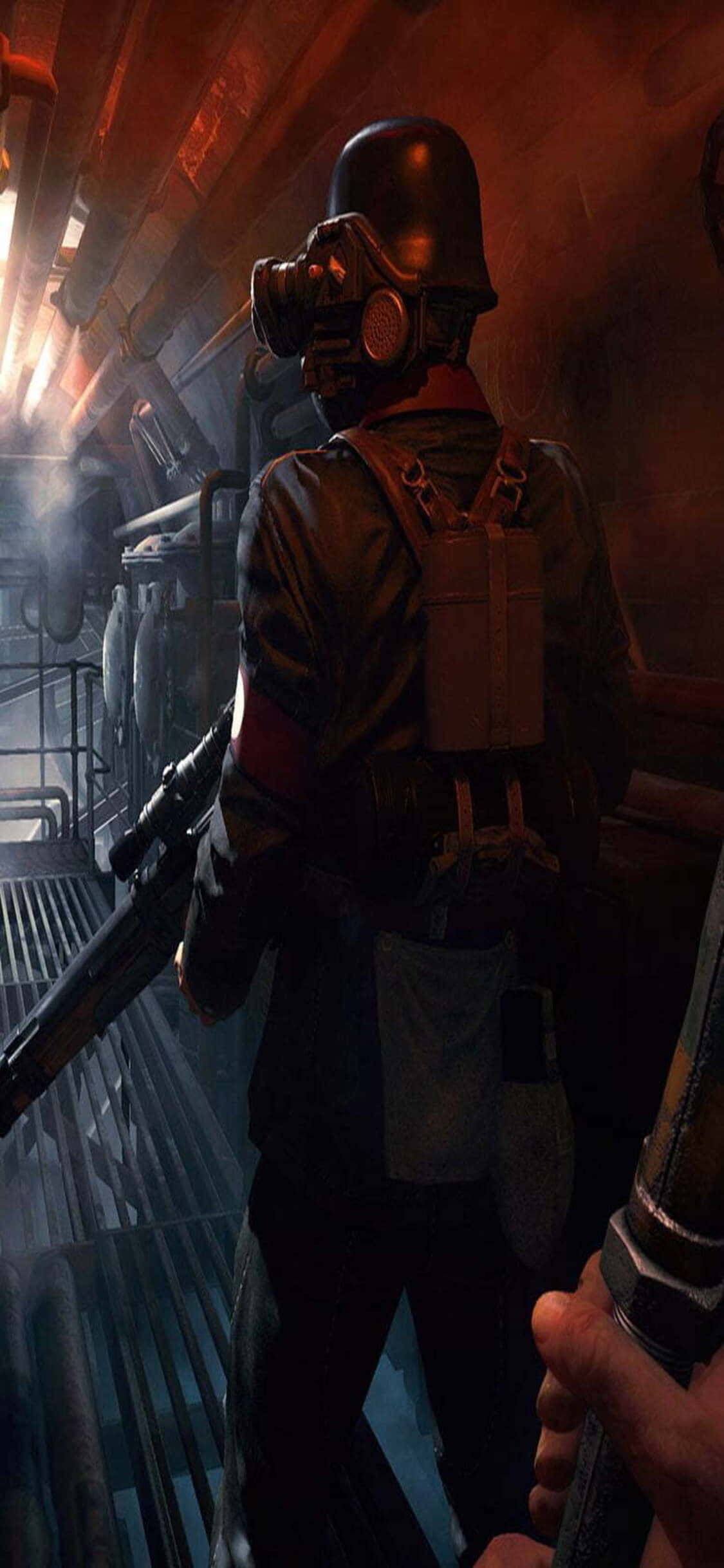 Geniet die nuwe iPhone Xs en speel die klassieke Wolfenstein II: Die Nuwe Kolossus in pragtige resolusie. Muurpapier