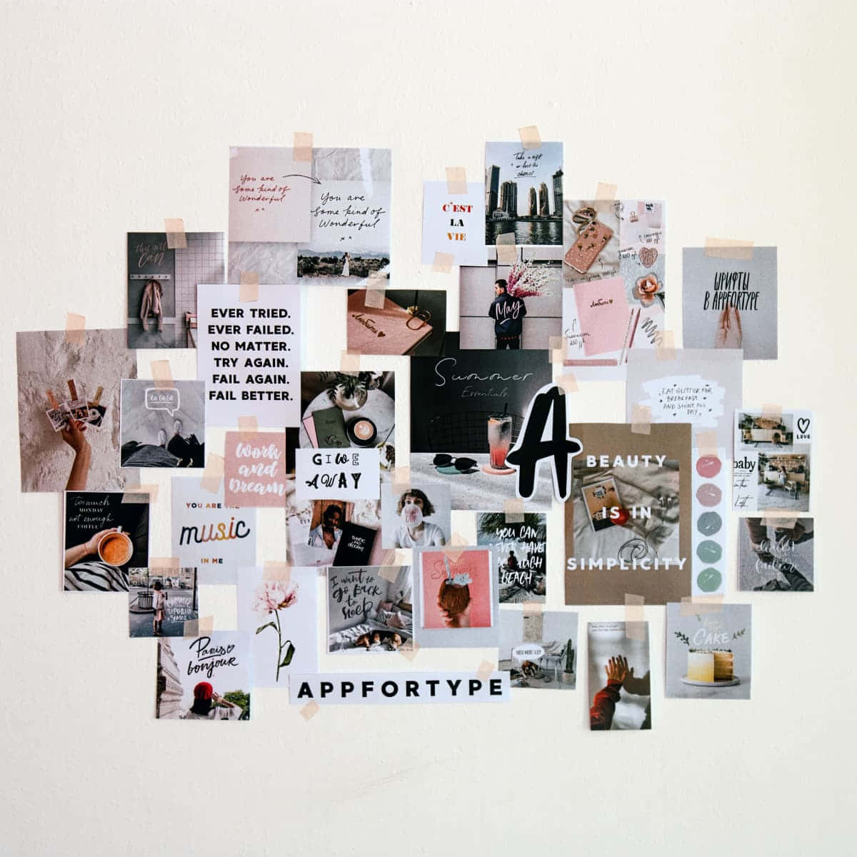 Geniet die skoonheid van 'n Estetiese Collage! Muurpapier