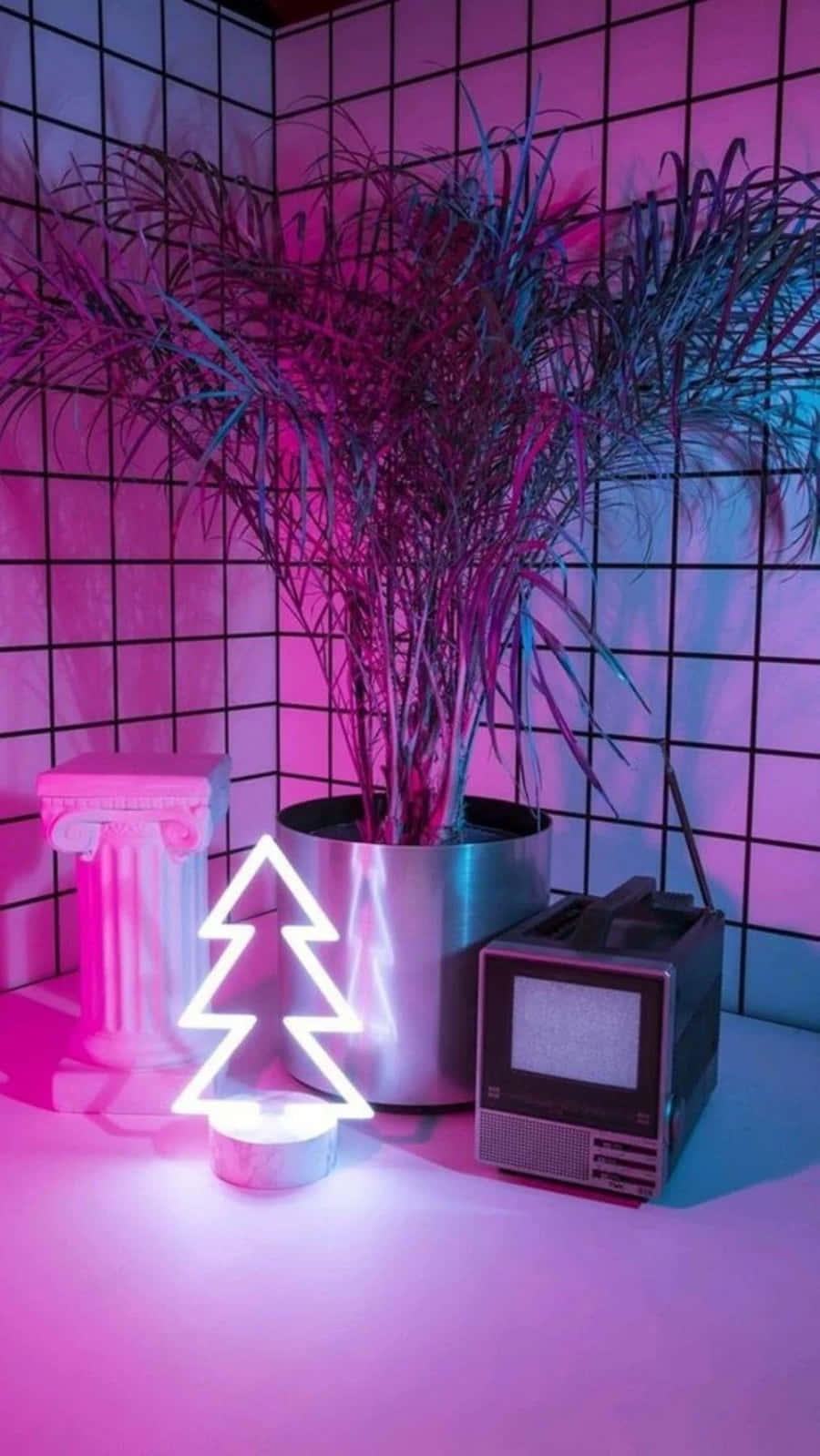 Geniet die skoonheid van 'n neon pienk estetika Muurpapier