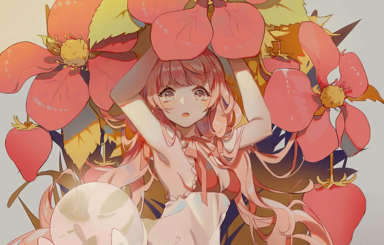 Geniet die skoonheid van pienk anime-fantasie Muurpapier