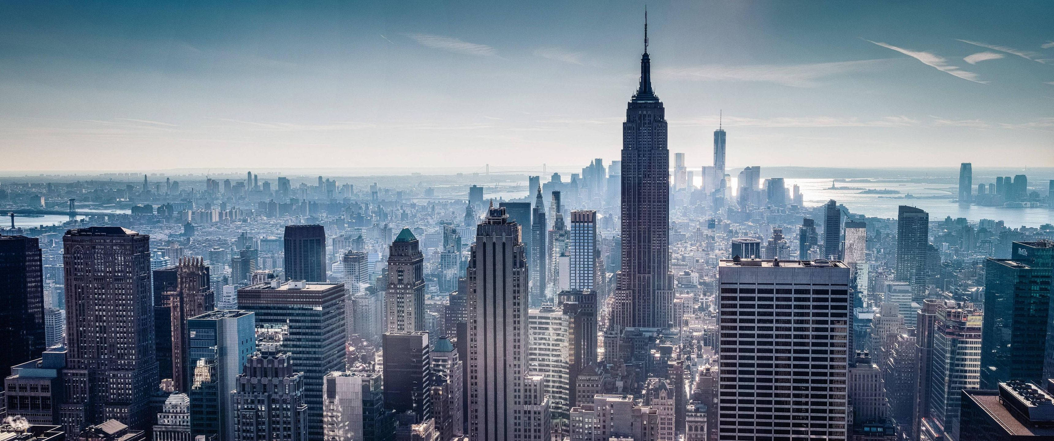 Geniet die Stadsbeeld van New York in 'n 3440x1440 Resolusie Muurpapier