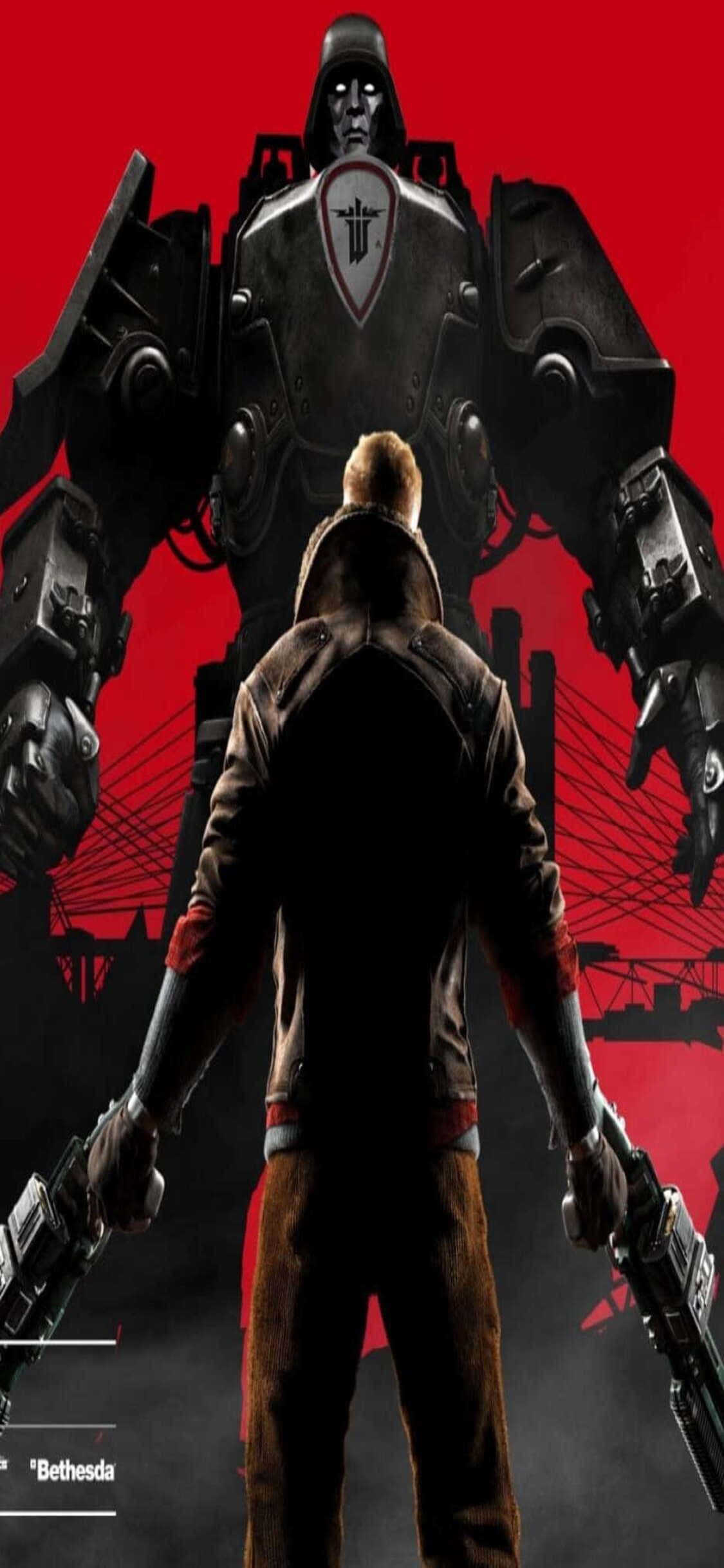 Geniet die ten volle meesleurende speletjie-ervaring van Wolfenstein II op die nuutste iPhone Xs Muurpapier