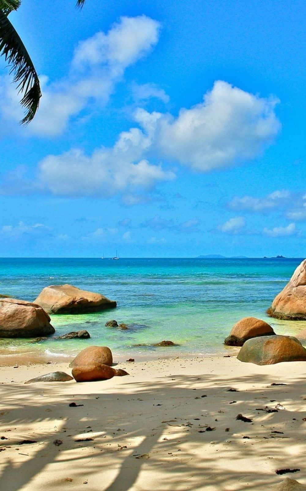 Geniet die warm sonskyn van die paradys met Beach Foon. Muurpapier