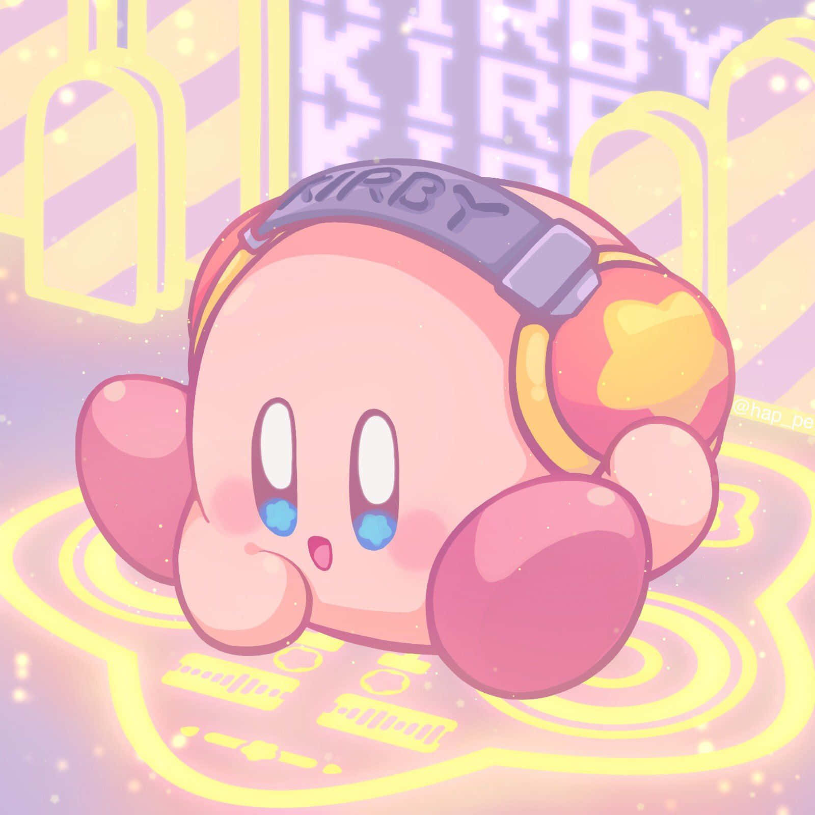 Geniet 'n prettige tyd saam met Kirby, die lieflike pienk wese Muurpapier