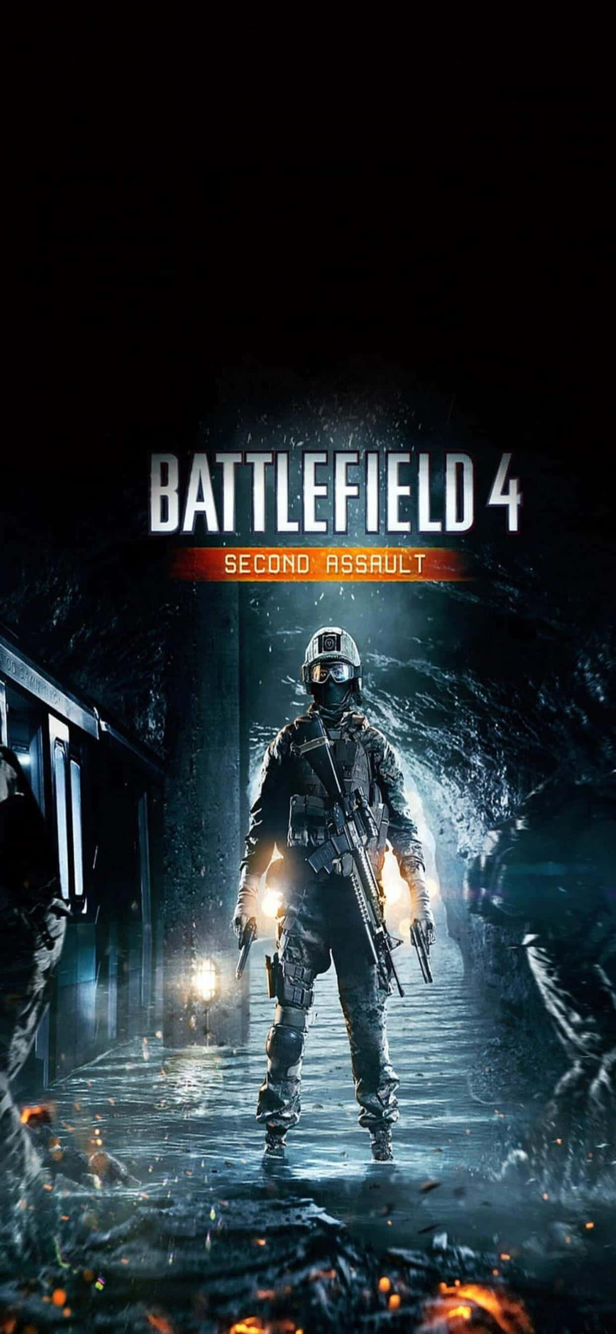 Geniet ure se mobiele speletjies met 'n iPhone Xs Max en Battlefield 4 Muurpapier