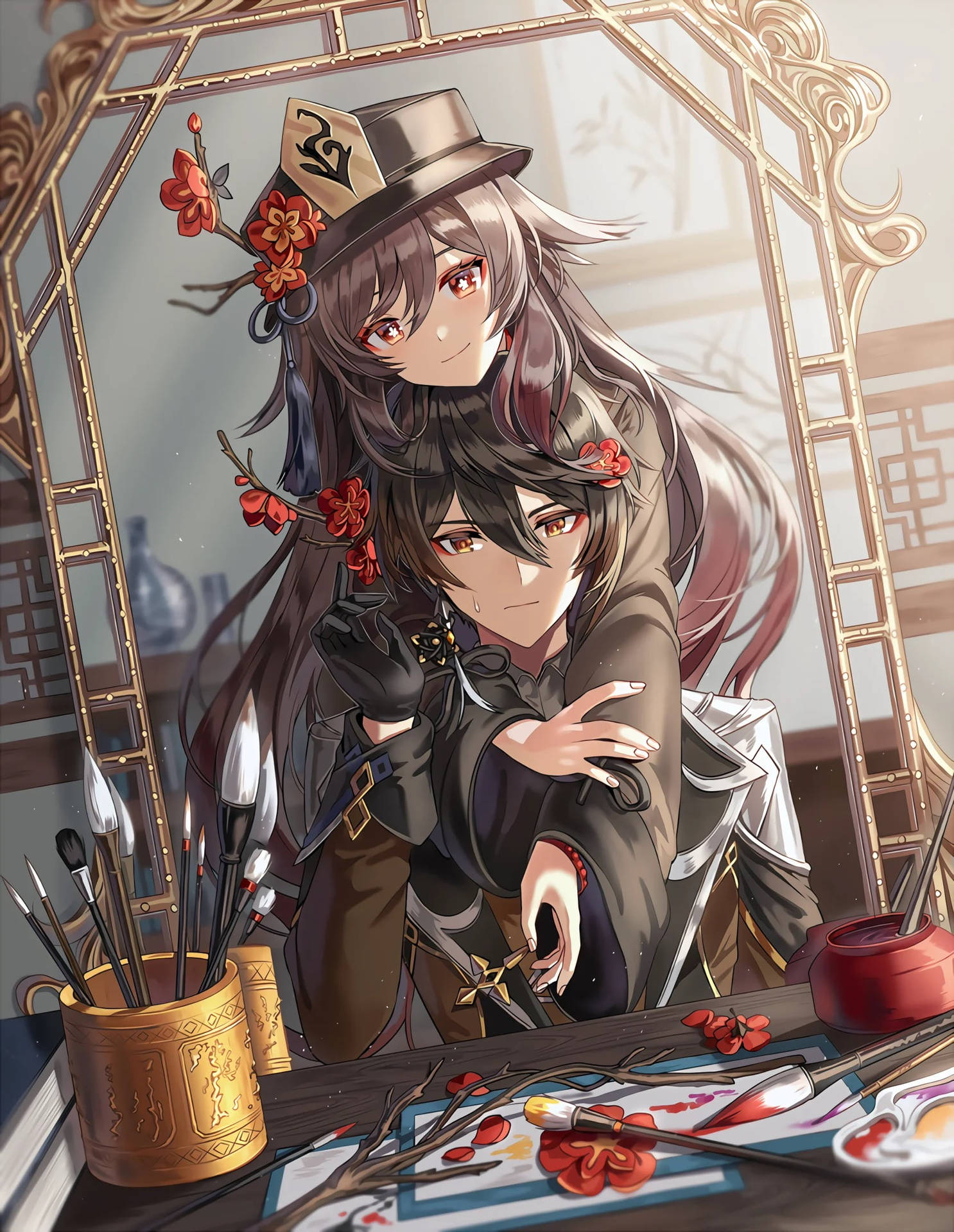 Genshin Impact Estetiese Animasie Paartjie — Genshin impact GIF Muurpapier