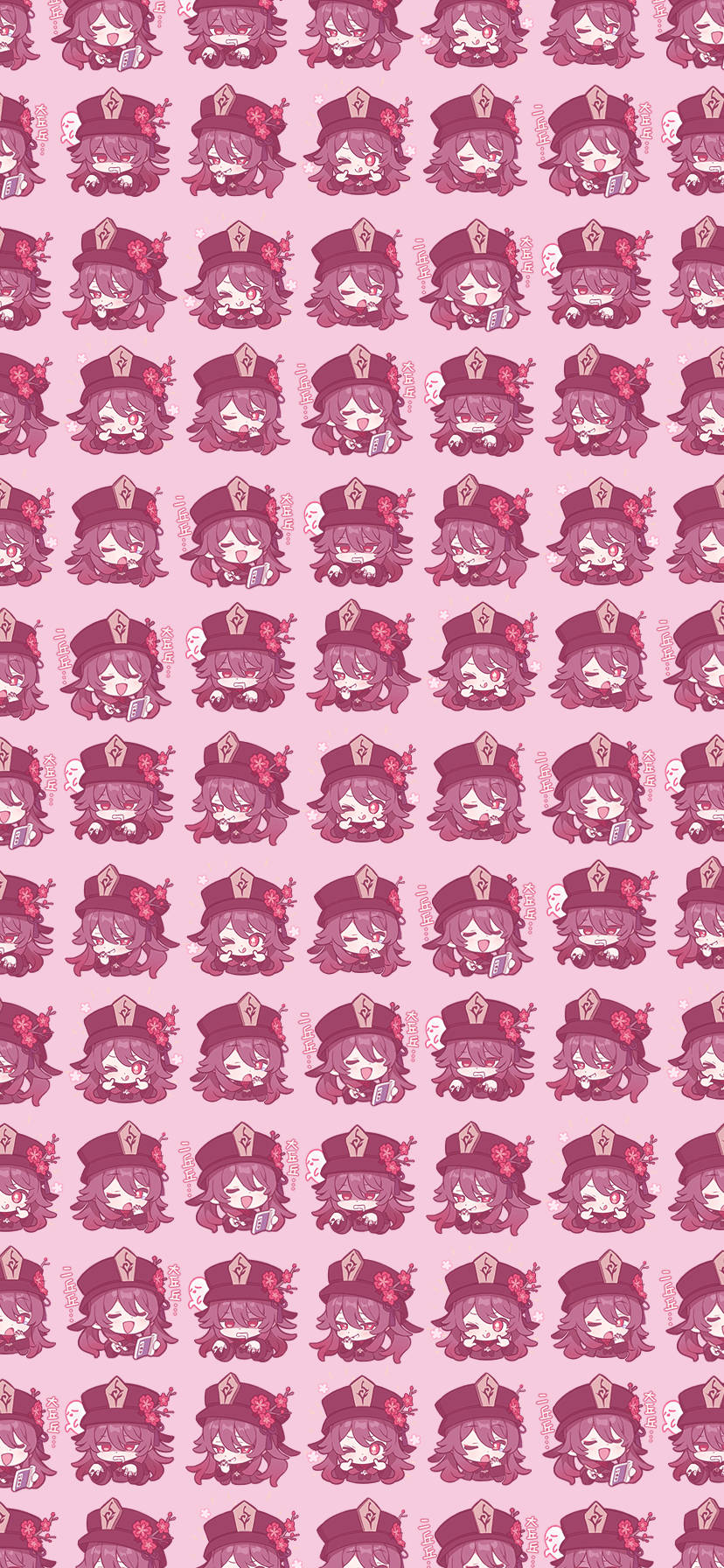 Genshin Impact Hu Tao Pienk Patroon Muurpapier