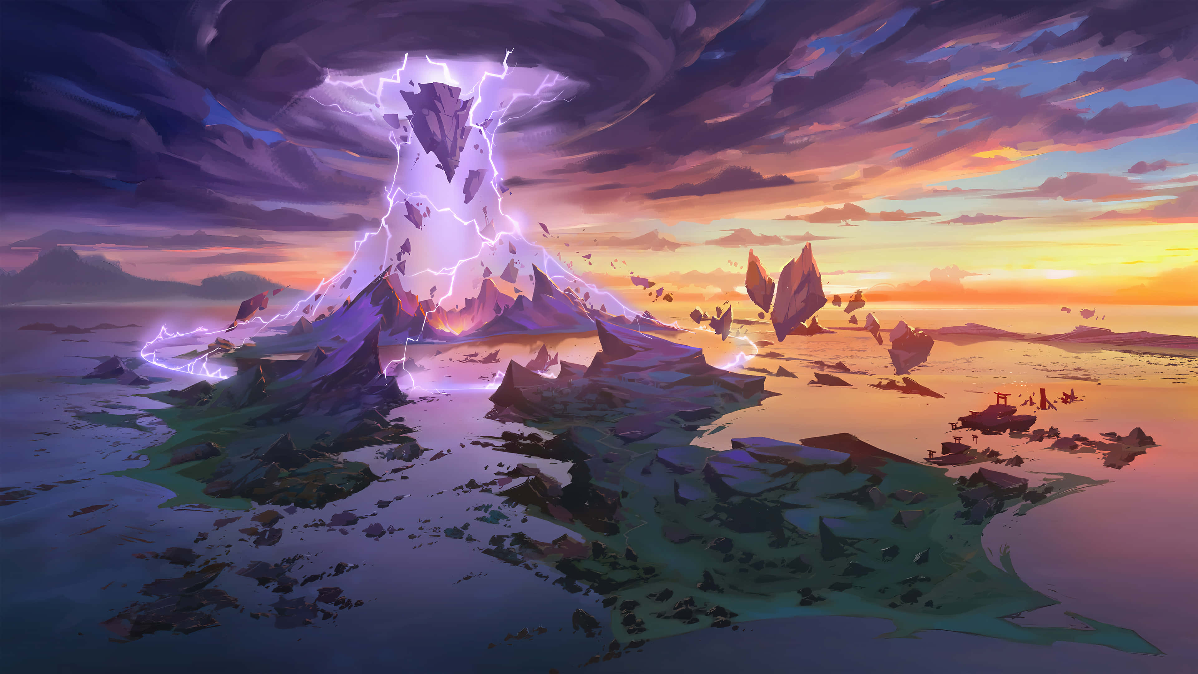 Genshin Impact Seirai-eiland Prent Muurpapier