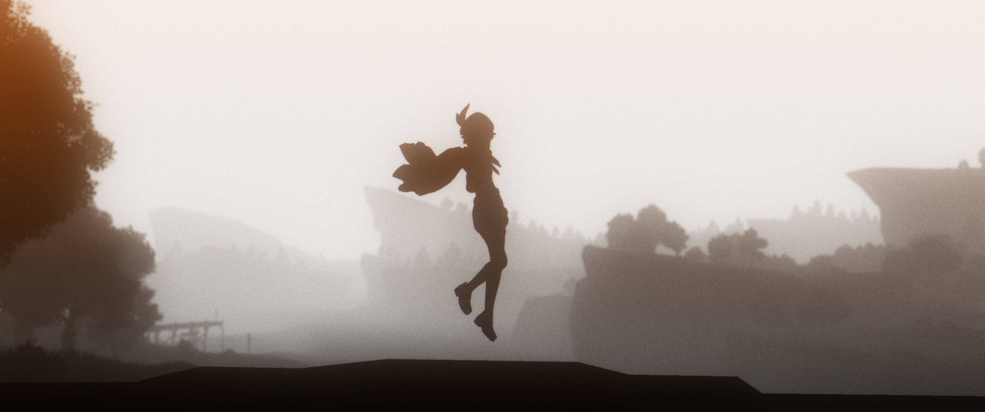 Genshin Venti Silhouet Muurpapier