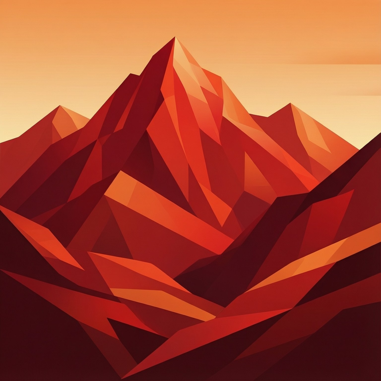Geometriese Rooi Berg Muurpapier