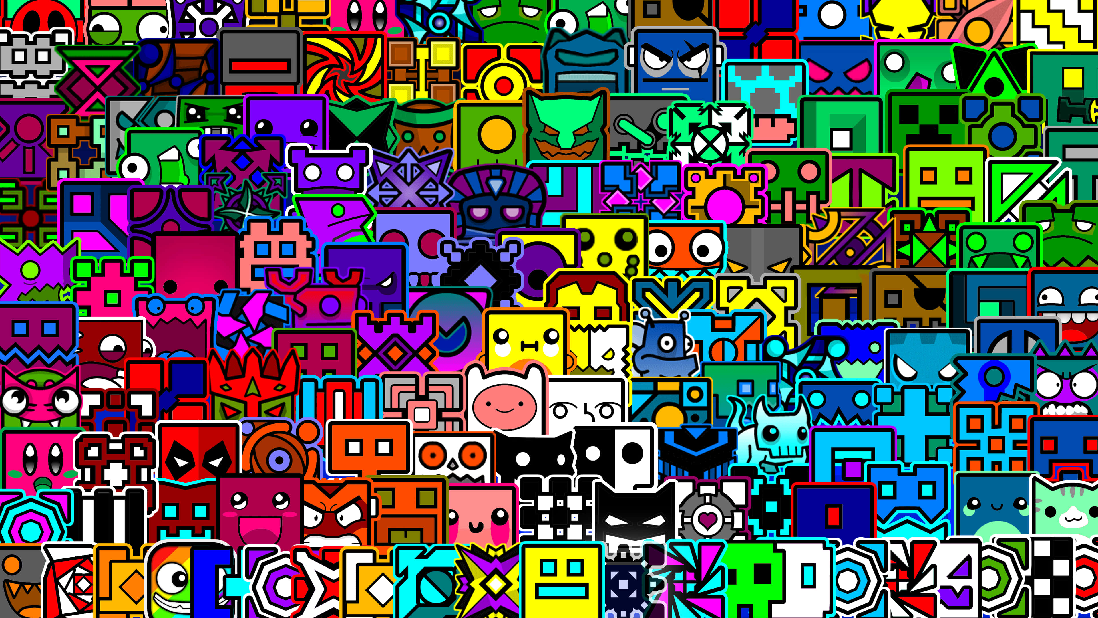 Geometry Dash-logo met spotprentlogo's Muurpapier