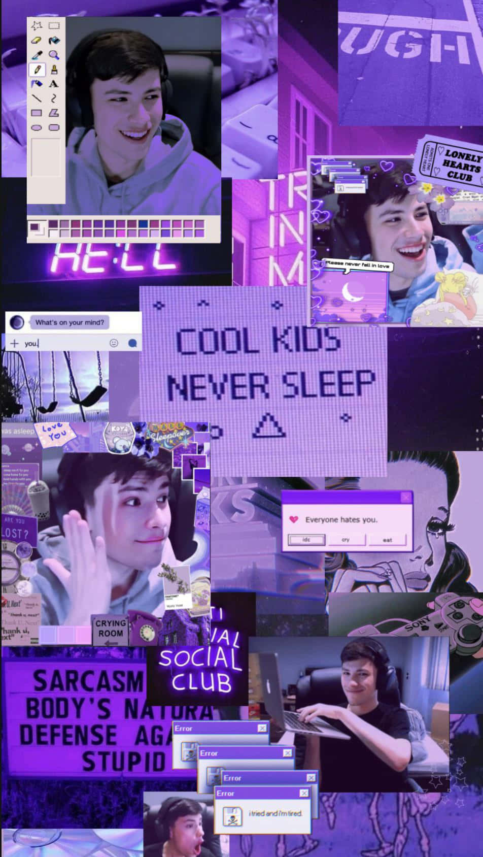 GeorgeNotFound Neon Pers Met Aanhalings Muurpapier