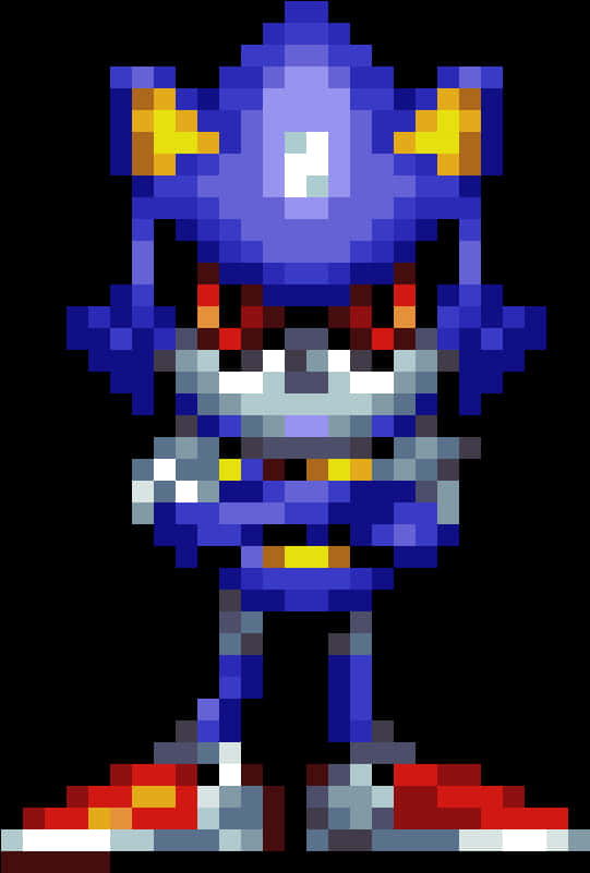 Gepixelde Metaal Sonic Staande Muurpapier