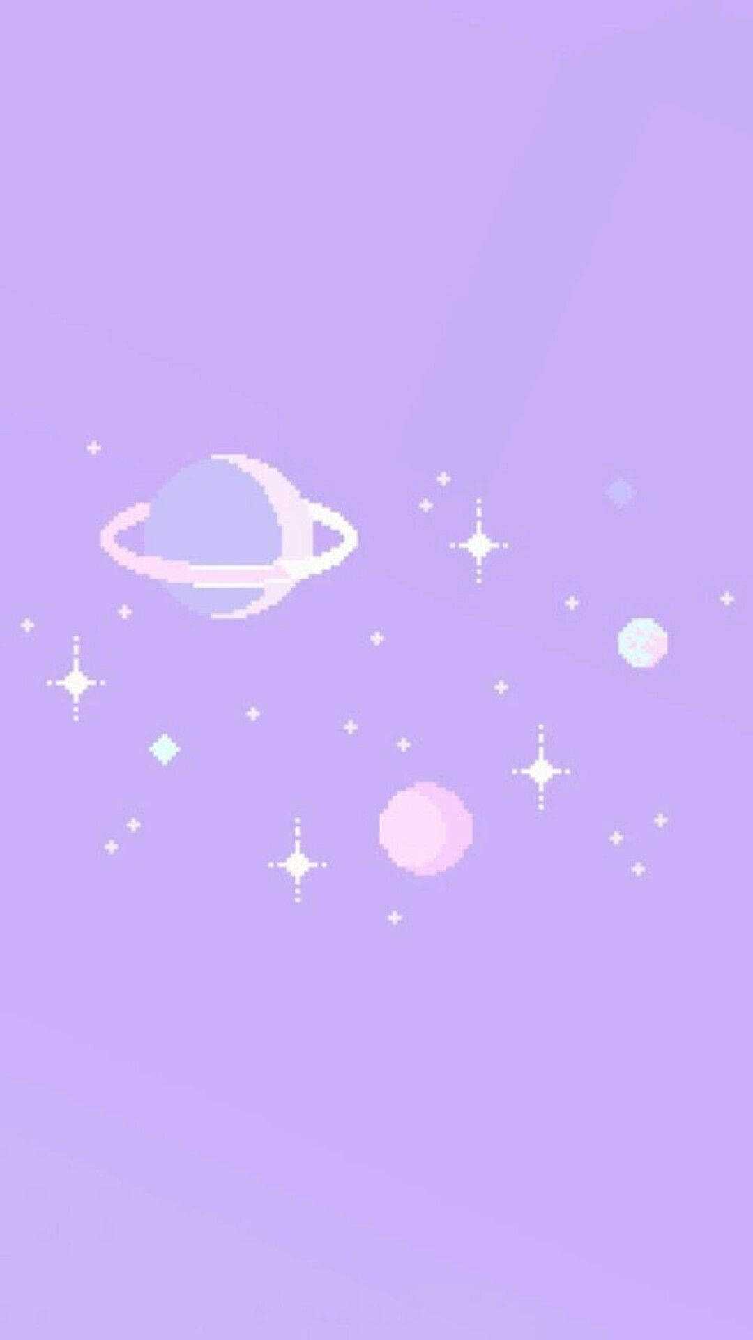 Gepixelde Planete oor Ligpers iPhone Muurpapier