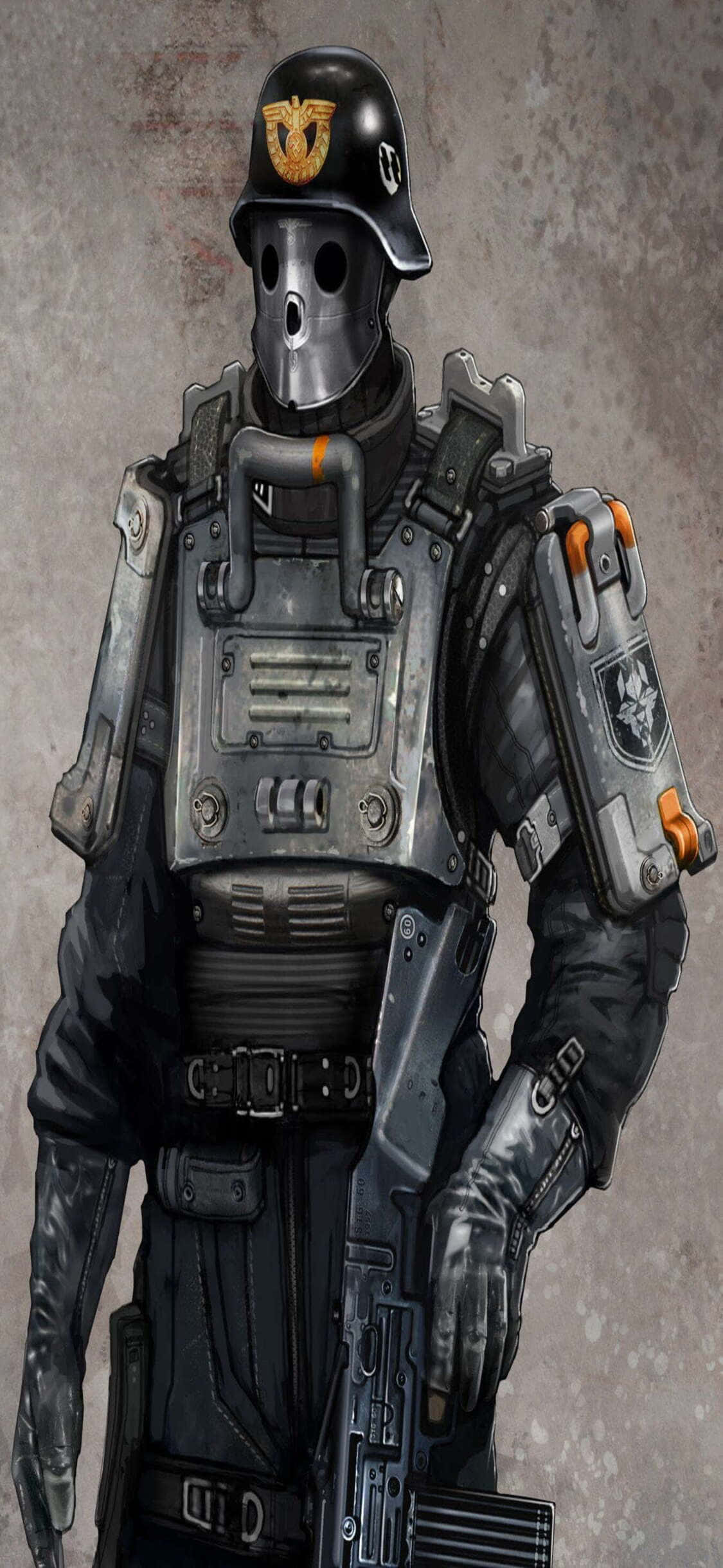 Gereed vir 'n speletjie-avontuur met 'n iPhone Xs en Wolfenstein II? Muurpapier