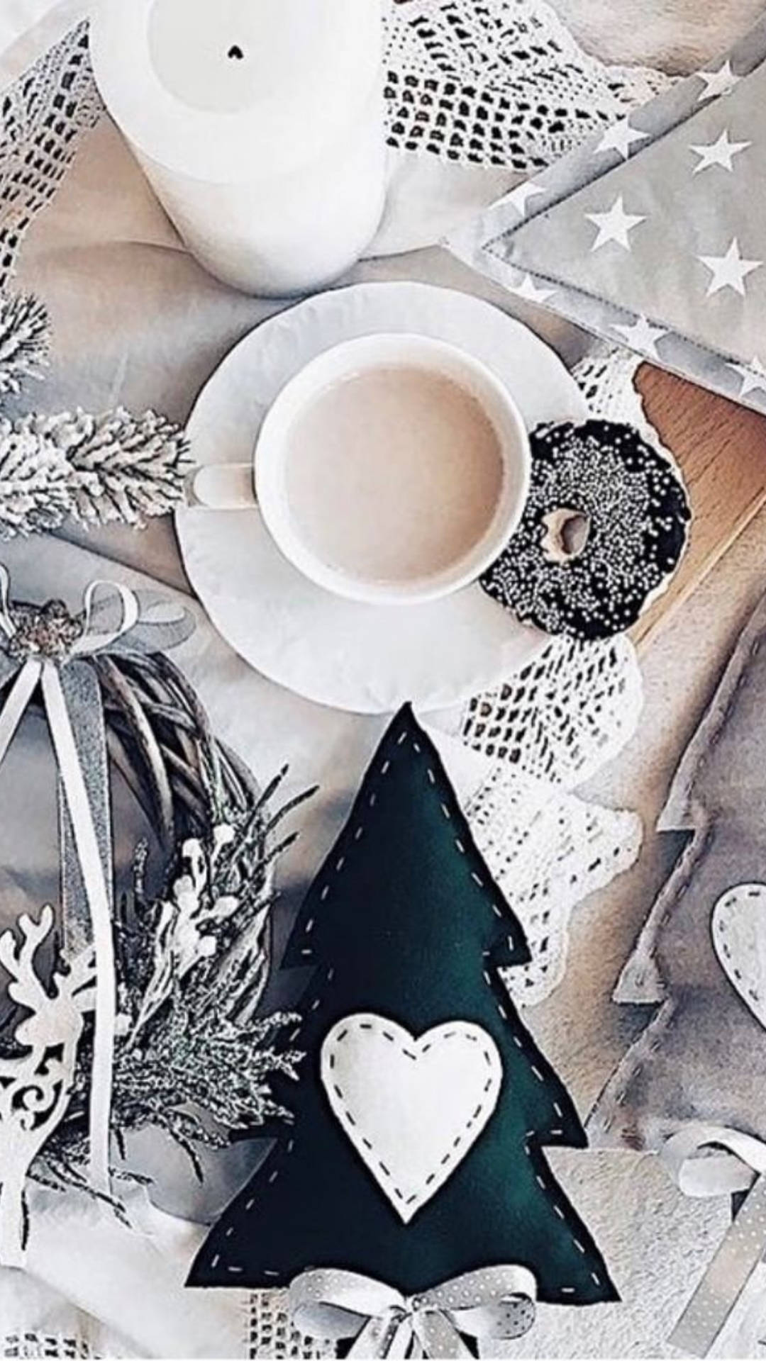 Gesellige Kersfees-estetika Koffie Muurpapier