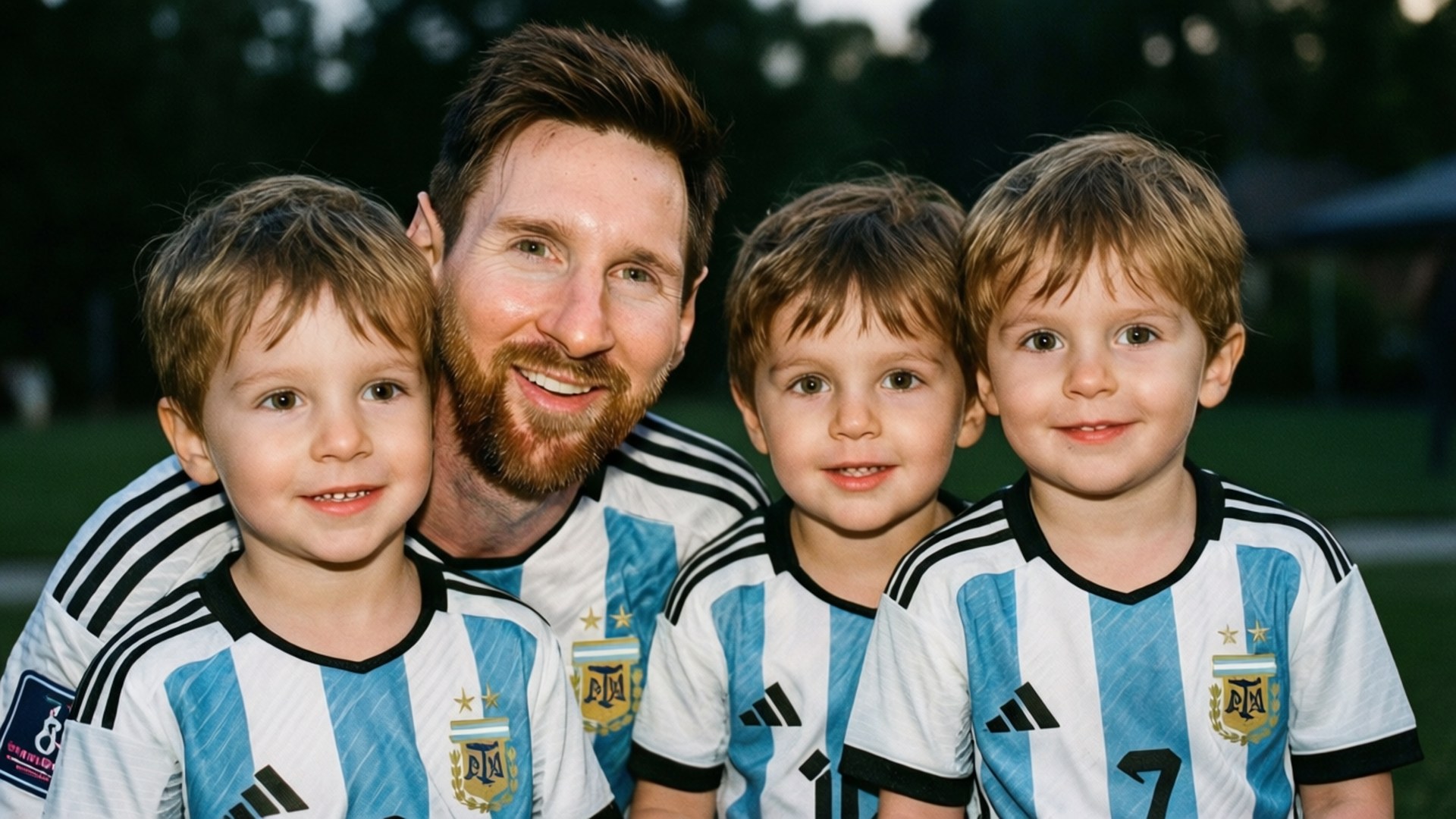 Gesinsportret van Messi Muurpapier