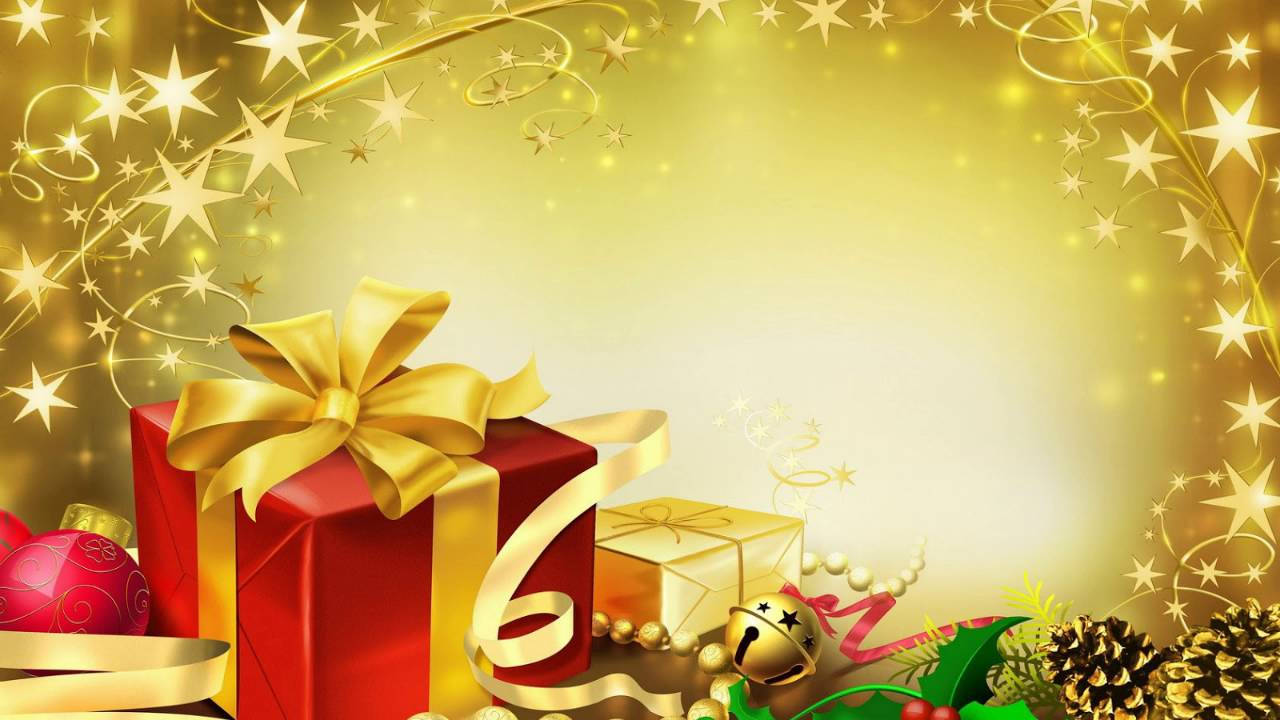 Geskenke van vreugde vir 'n magiese Kersfees! Muurpapier