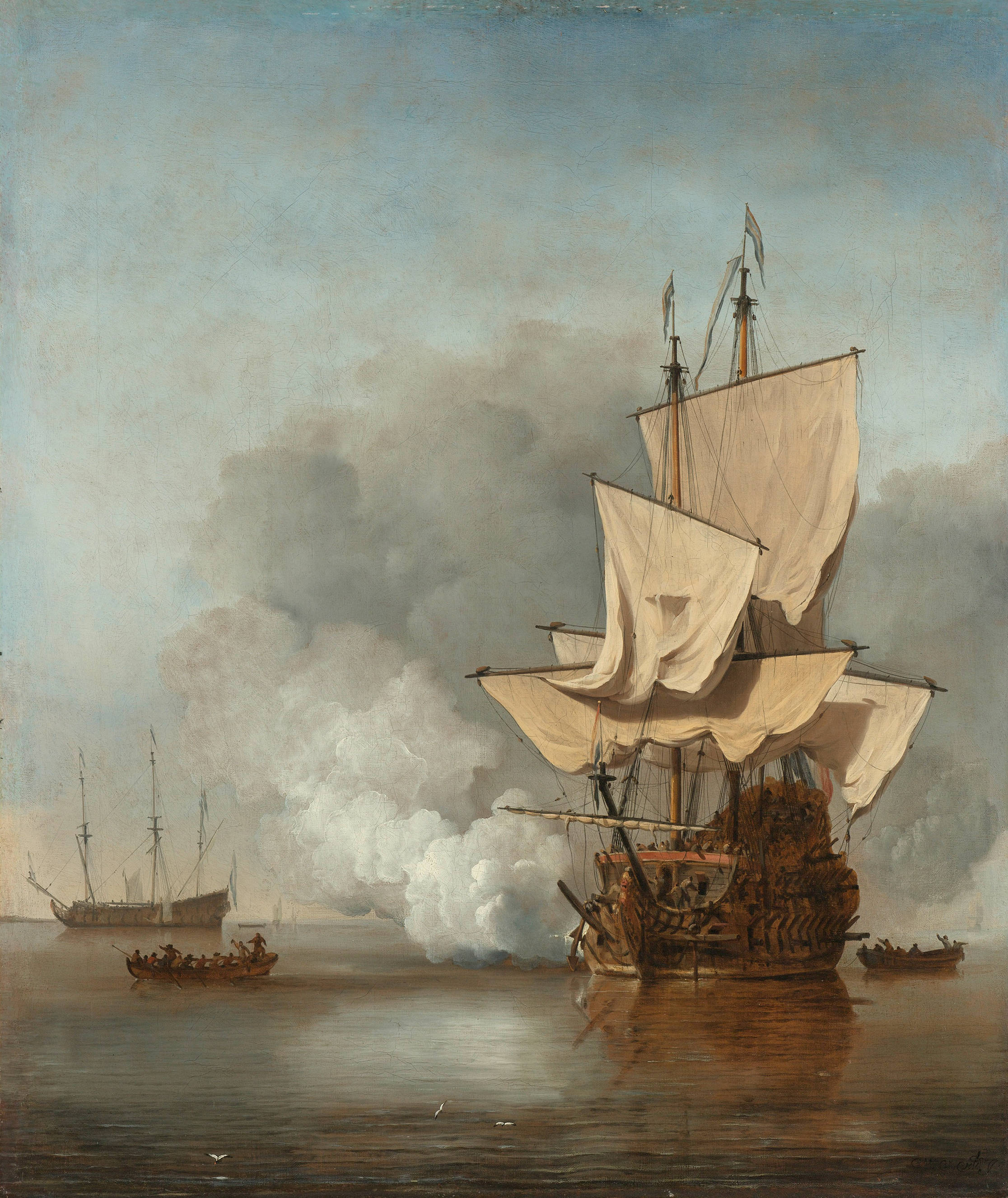 Geskilderde Galeonskip Muurpapier