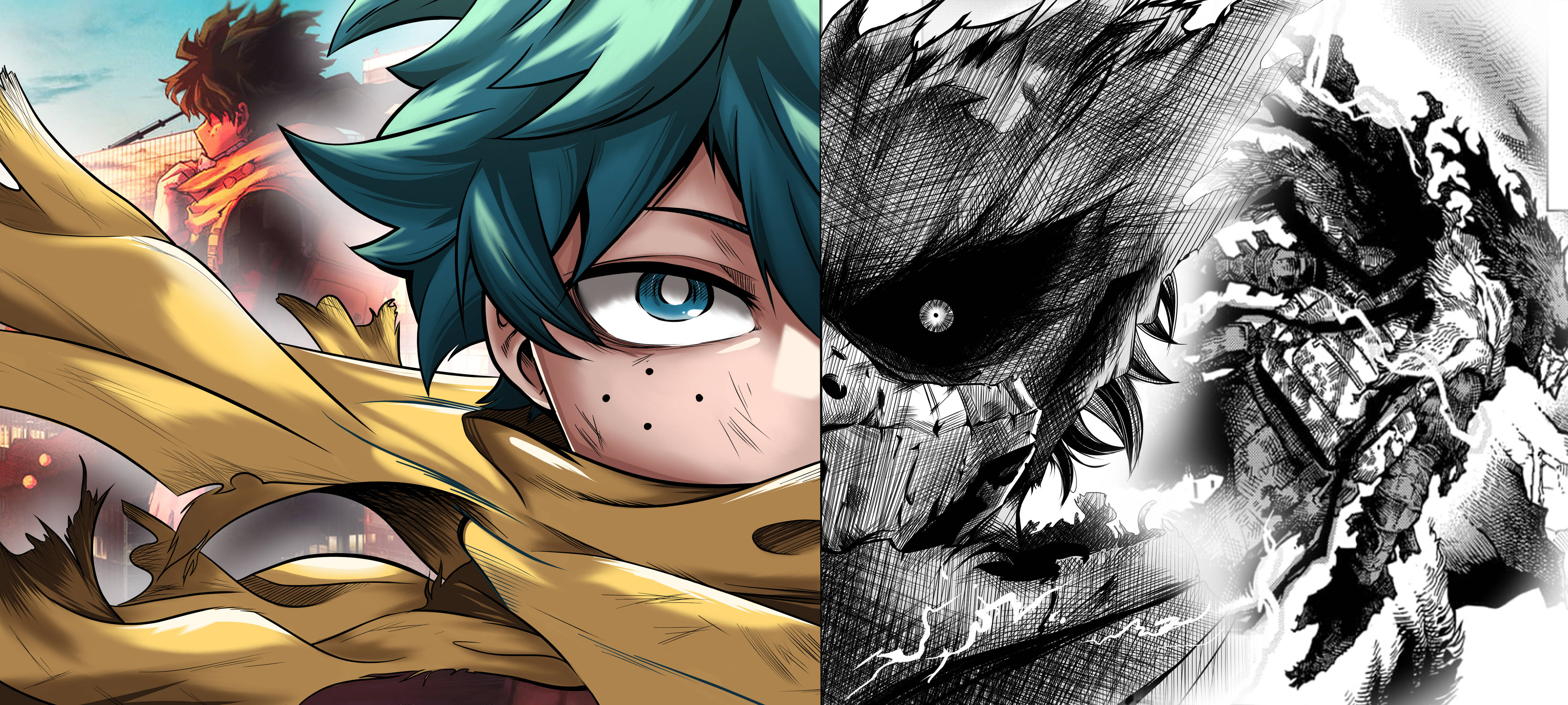 Gesplete Izuku Midoriya 4K Muurpapier