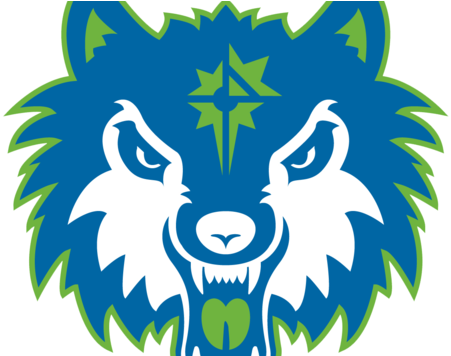 Gestileerde Blou Wolf Logo Muurpapier