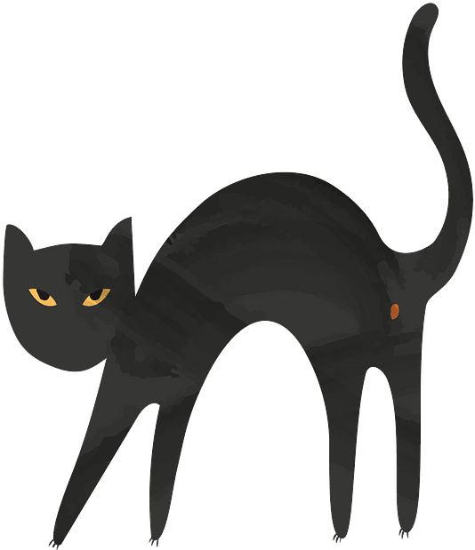 Gestileerde Swart Kat Illustrasie Muurpapier