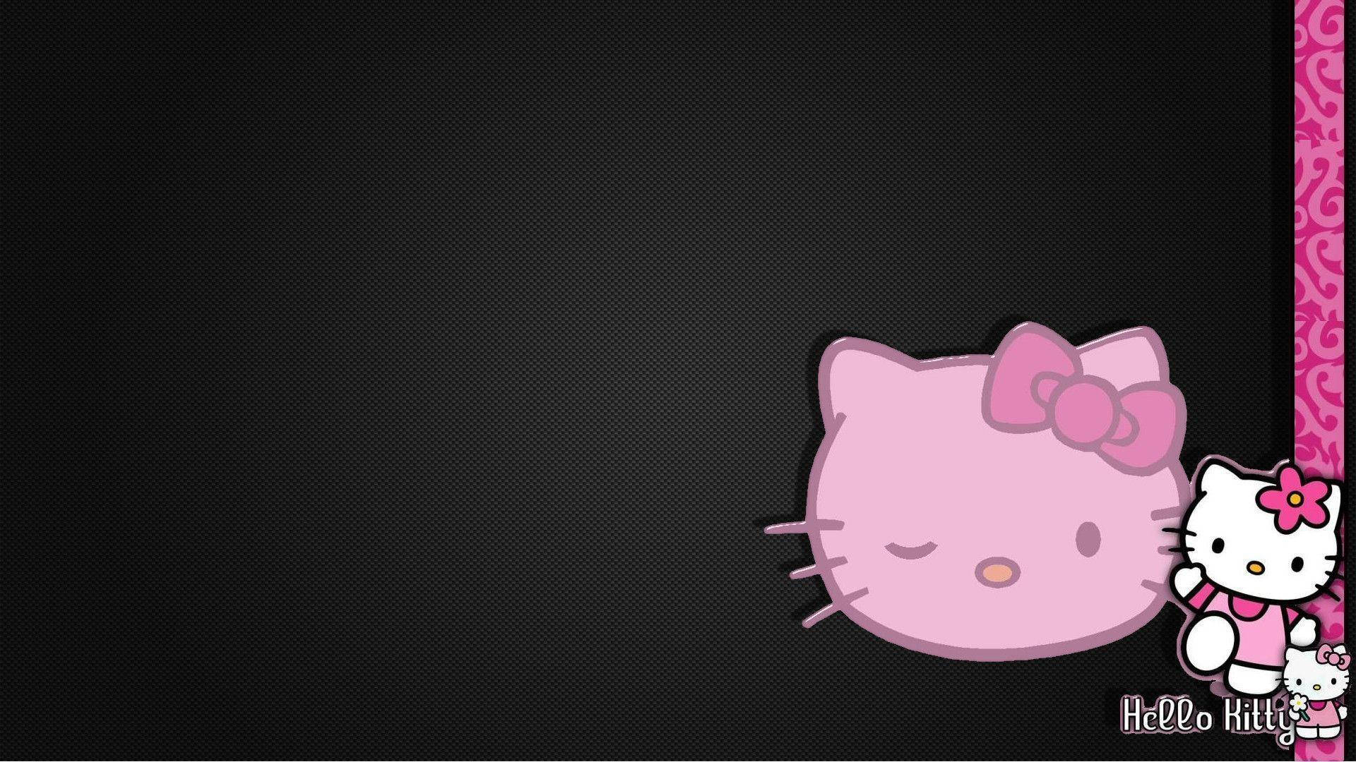 Getekende Swart Hello Kitty met Rand Muurpapier