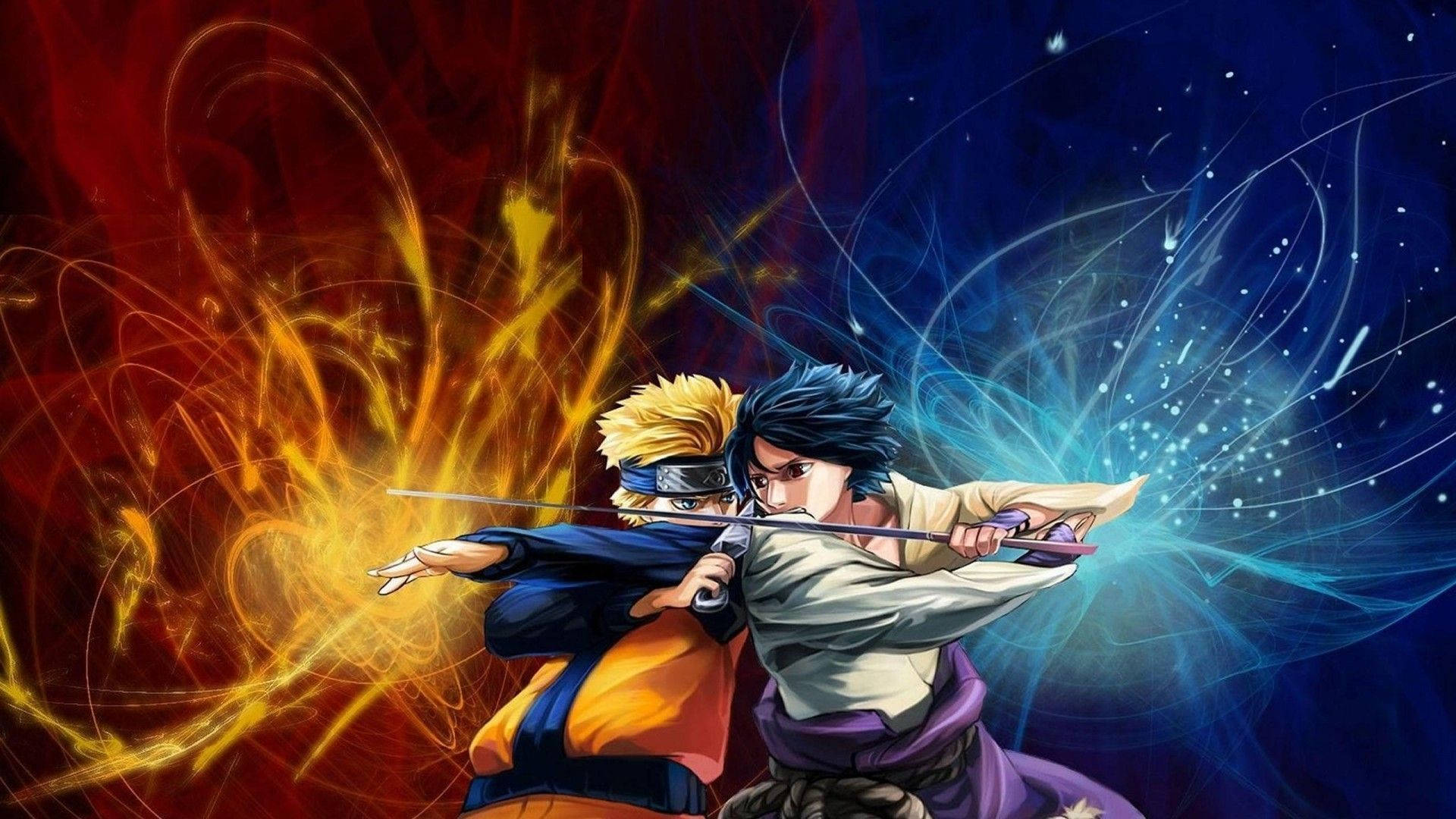 Geveg Tussen Sasuke en Naruto Se Rekenaar Muurpapier