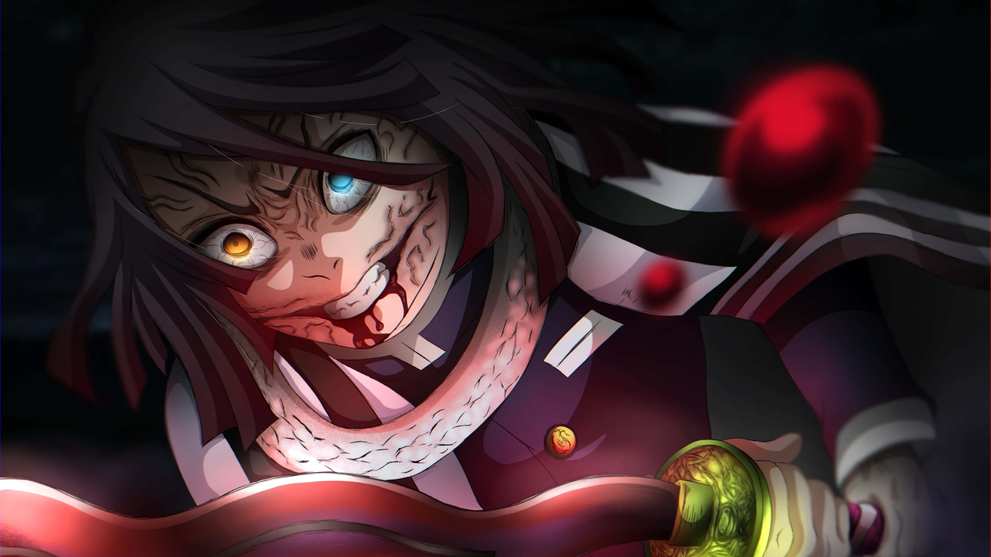 'Gewapen en gereed vir die stryd! Demon Slayer Mitsuri Kanroji staan langs mede-slayer Shinobu Kocho.' Muurpapier