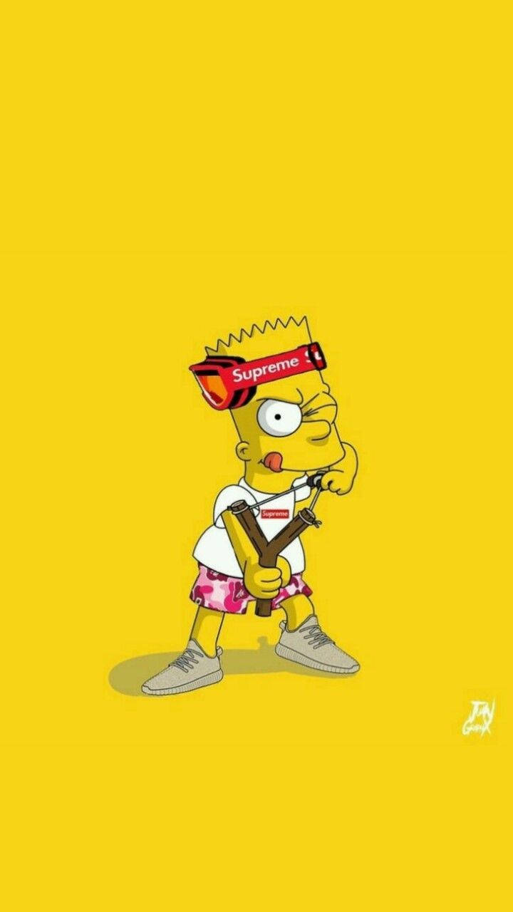 Gewilde Bart Simpson met Katapult Muurpapier