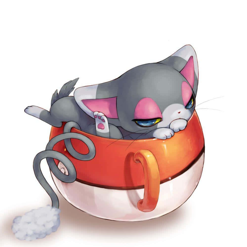 Glameow Slaap in Beker Muurpapier