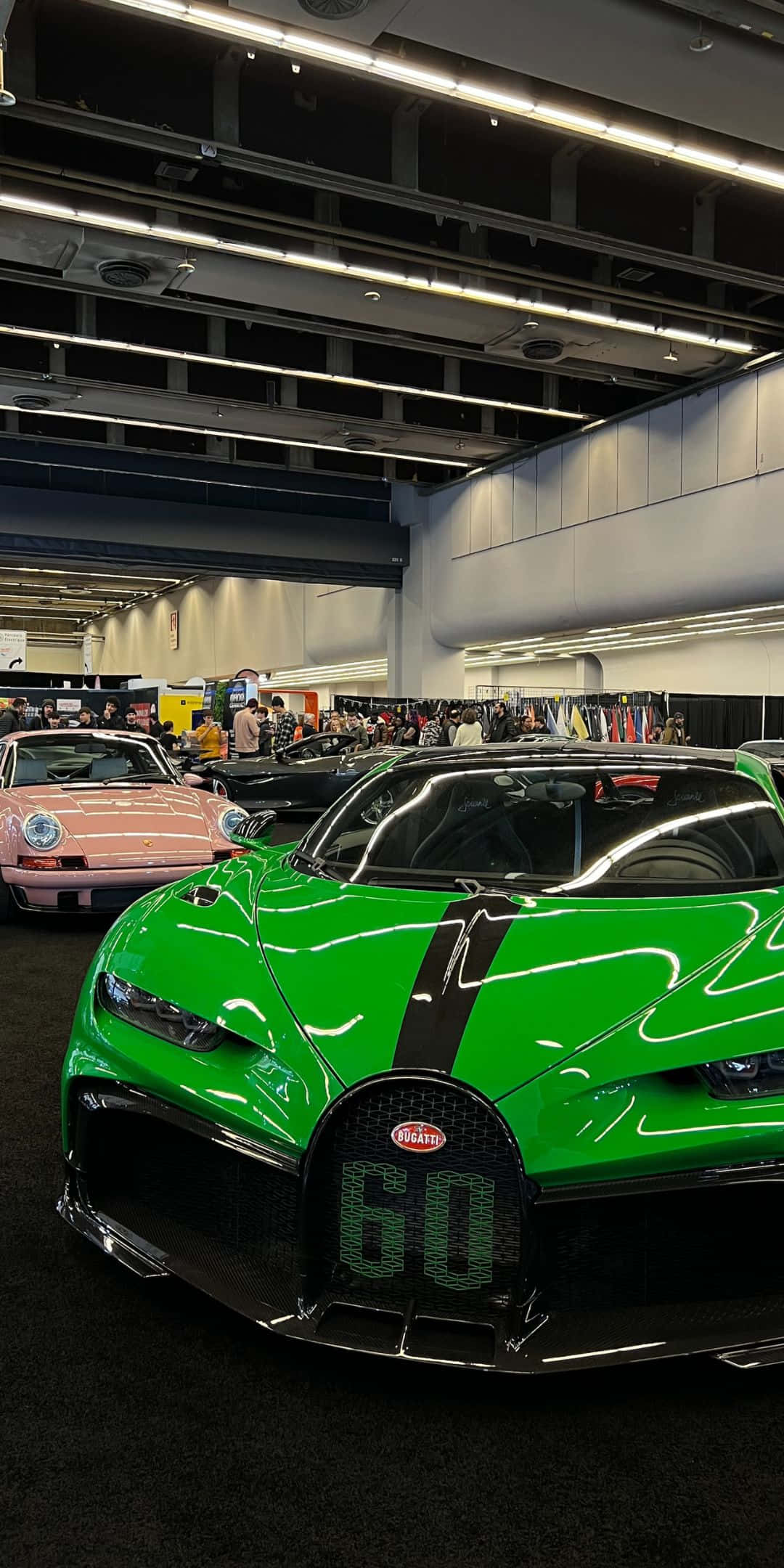 Glansgroen Chiron Pixel 3 Bugatti-agtergrond Muurpapier