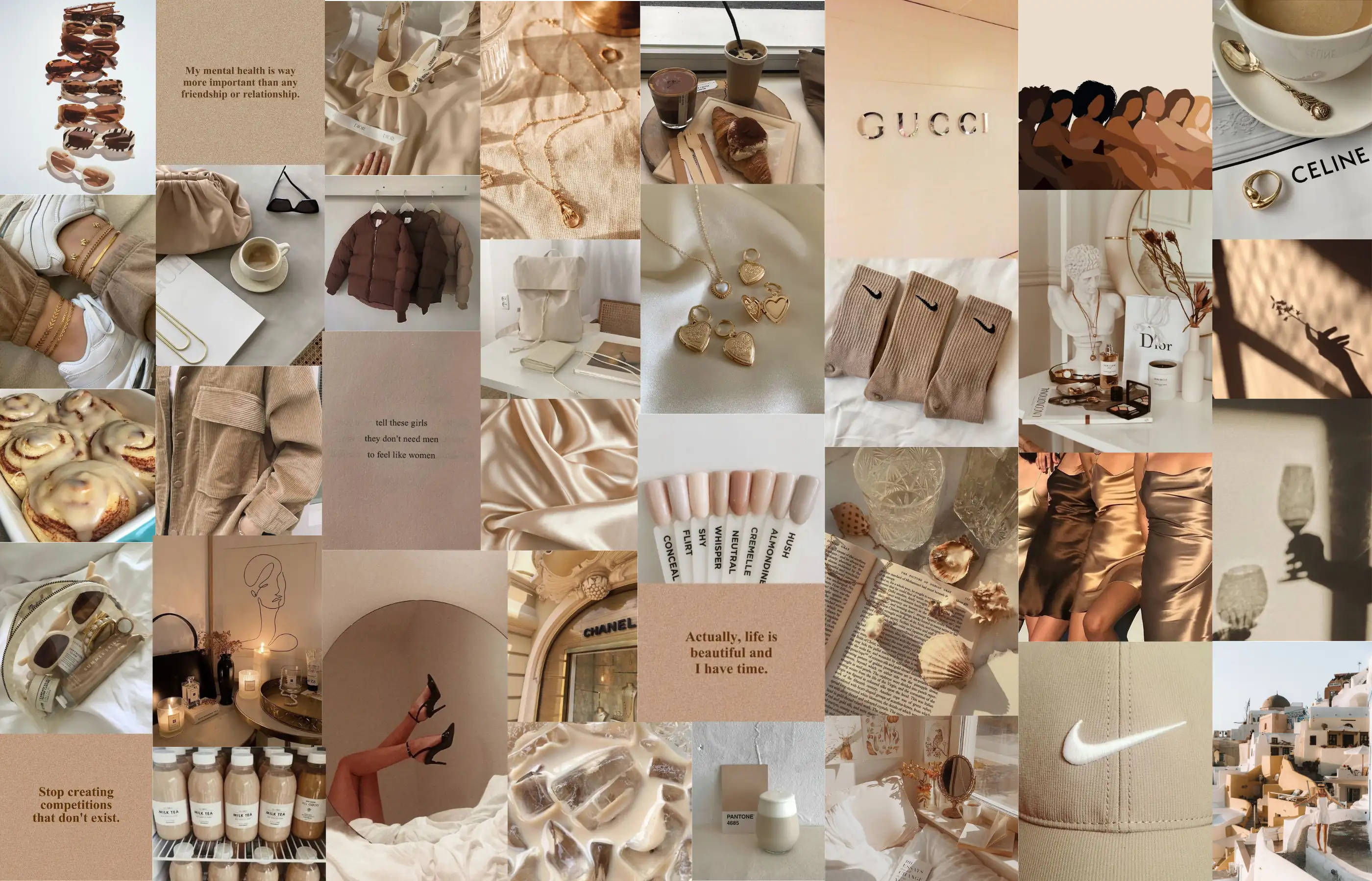Glansryke Beige Estetiese Skootrekenaar Muurpapier