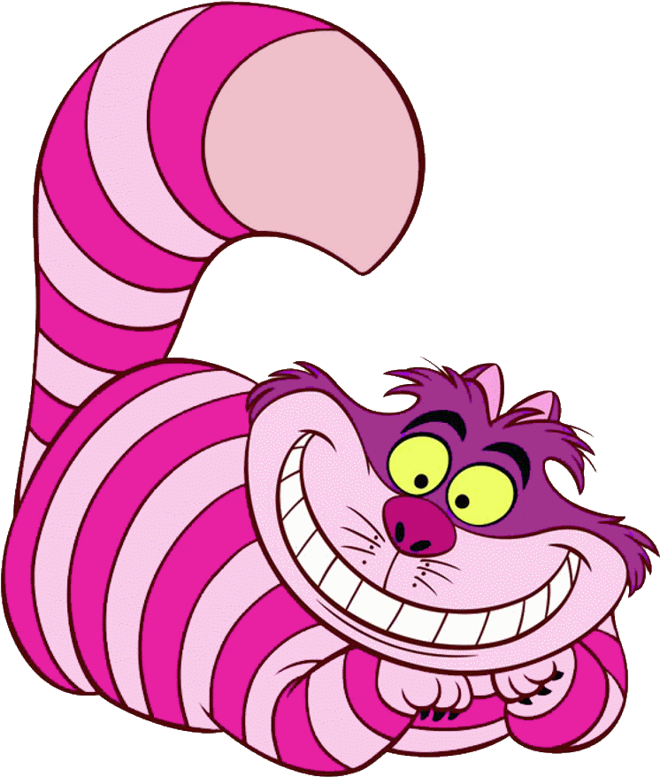 Glimlaggende Cheshire-kat-illustrasie Muurpapier