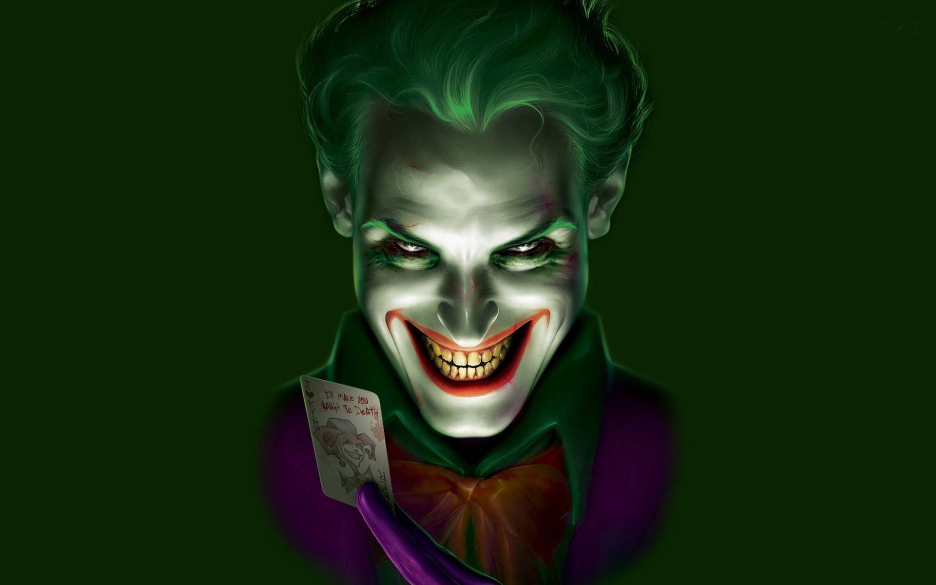 Glimlaggende Joker Met Groen Hare Agtergrond