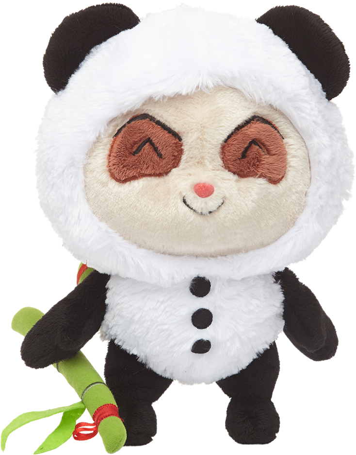 Glimlaggende Pandaproes Speelding met Bamboes Muurpapier