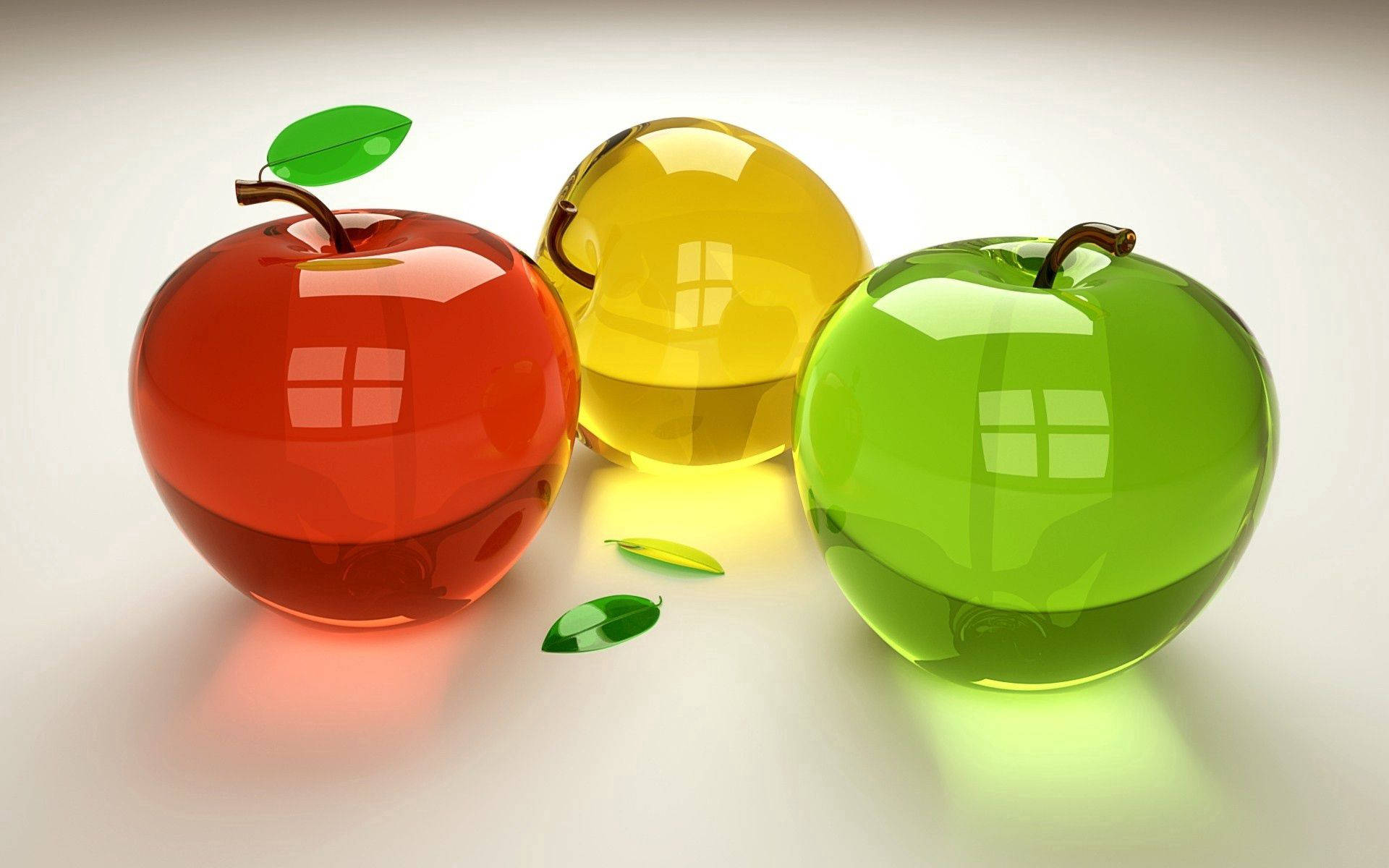 3D Glas Deursigtige Appels muurpapier.
