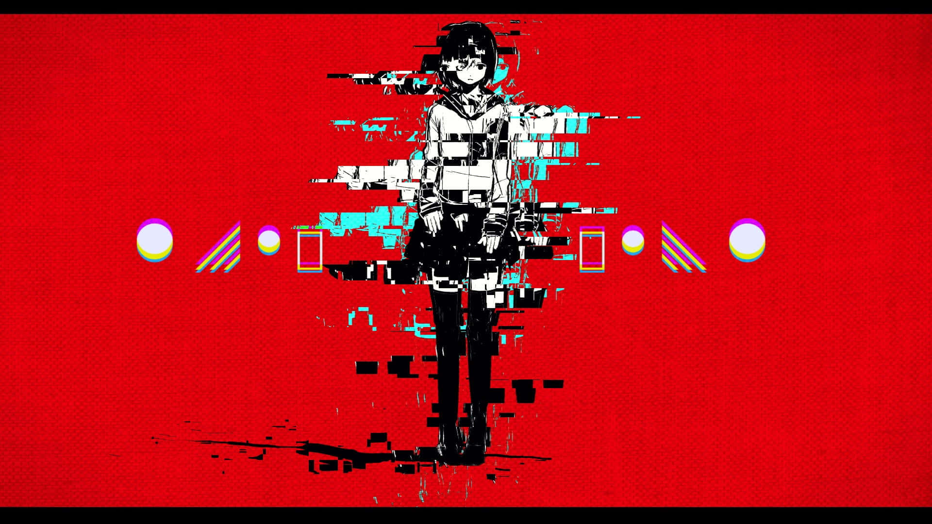Estetiese Rooi Agtergrond — Anime meisie Muurpapier